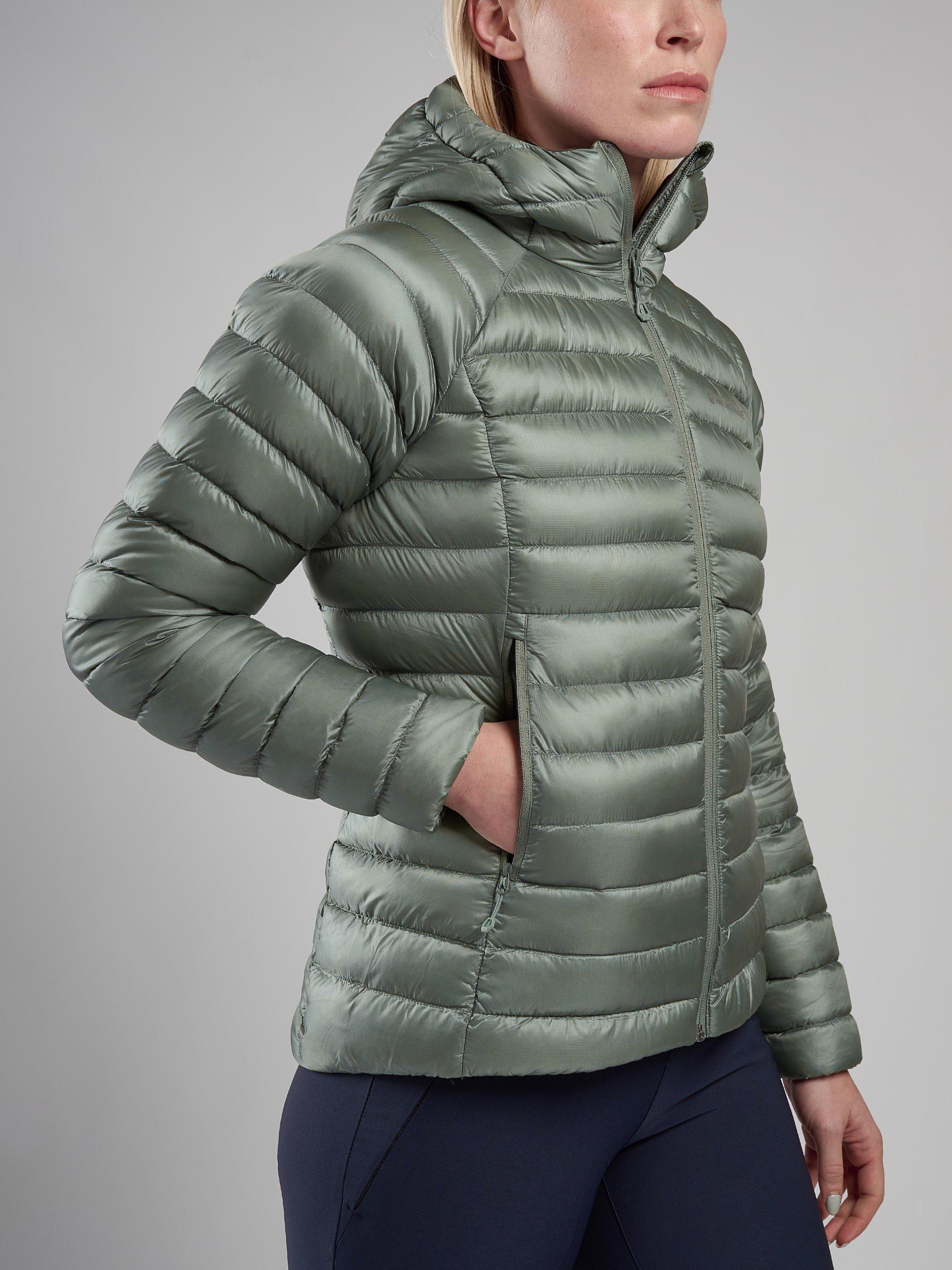Product image 4 of 10, which shows Montane Anti-Freeze Women's Recycled Packable Down Jacket, Pale Sage, 8