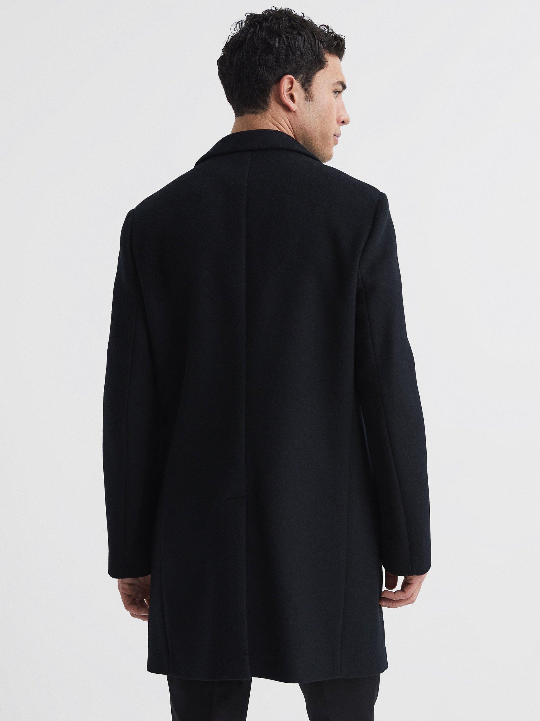 Product image 2 of 5, which shows Reiss Gable Wool Epsom Overcoat, Black, S