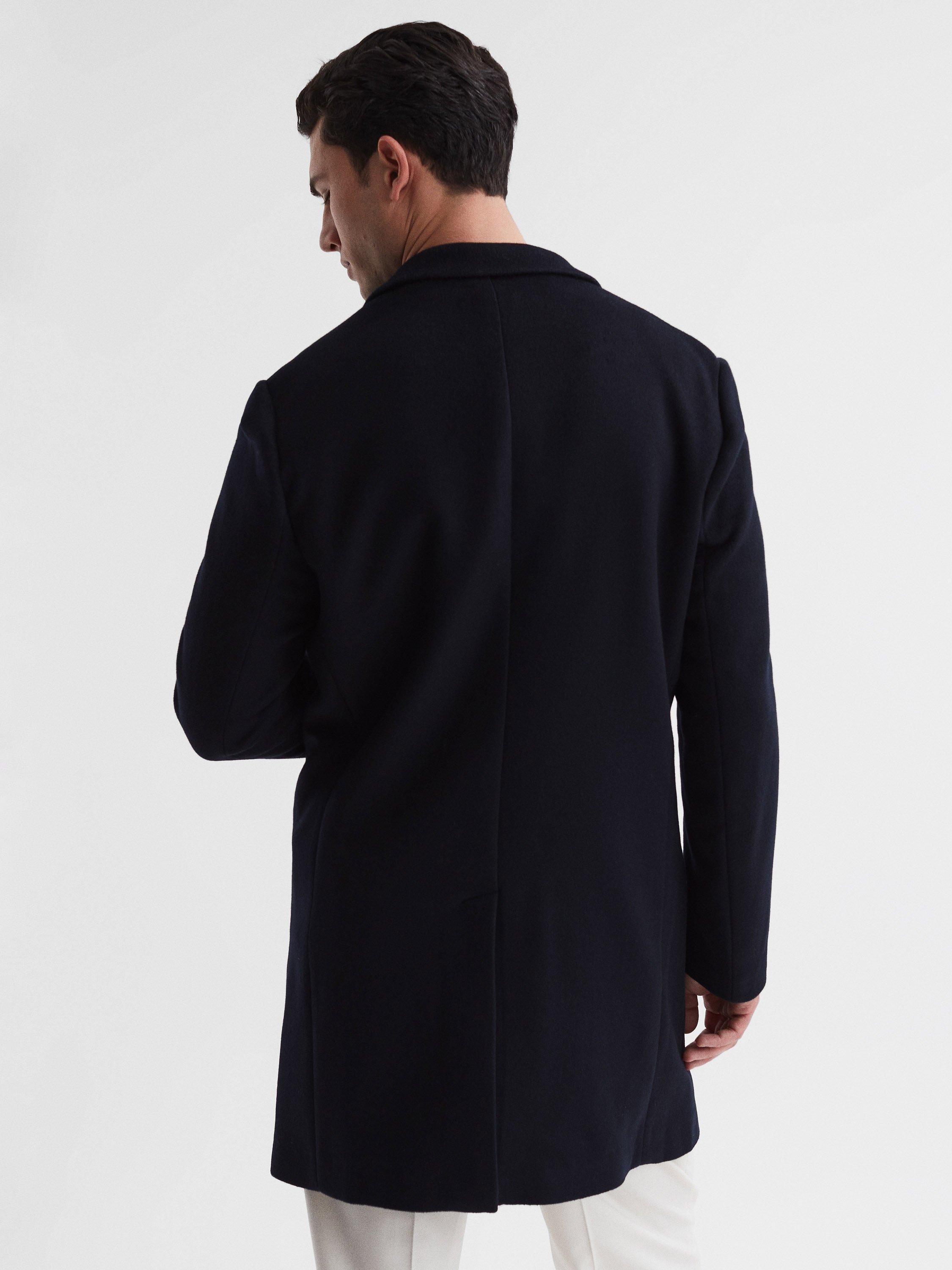 Reiss Gable Wool Epsom Overcoat Navy