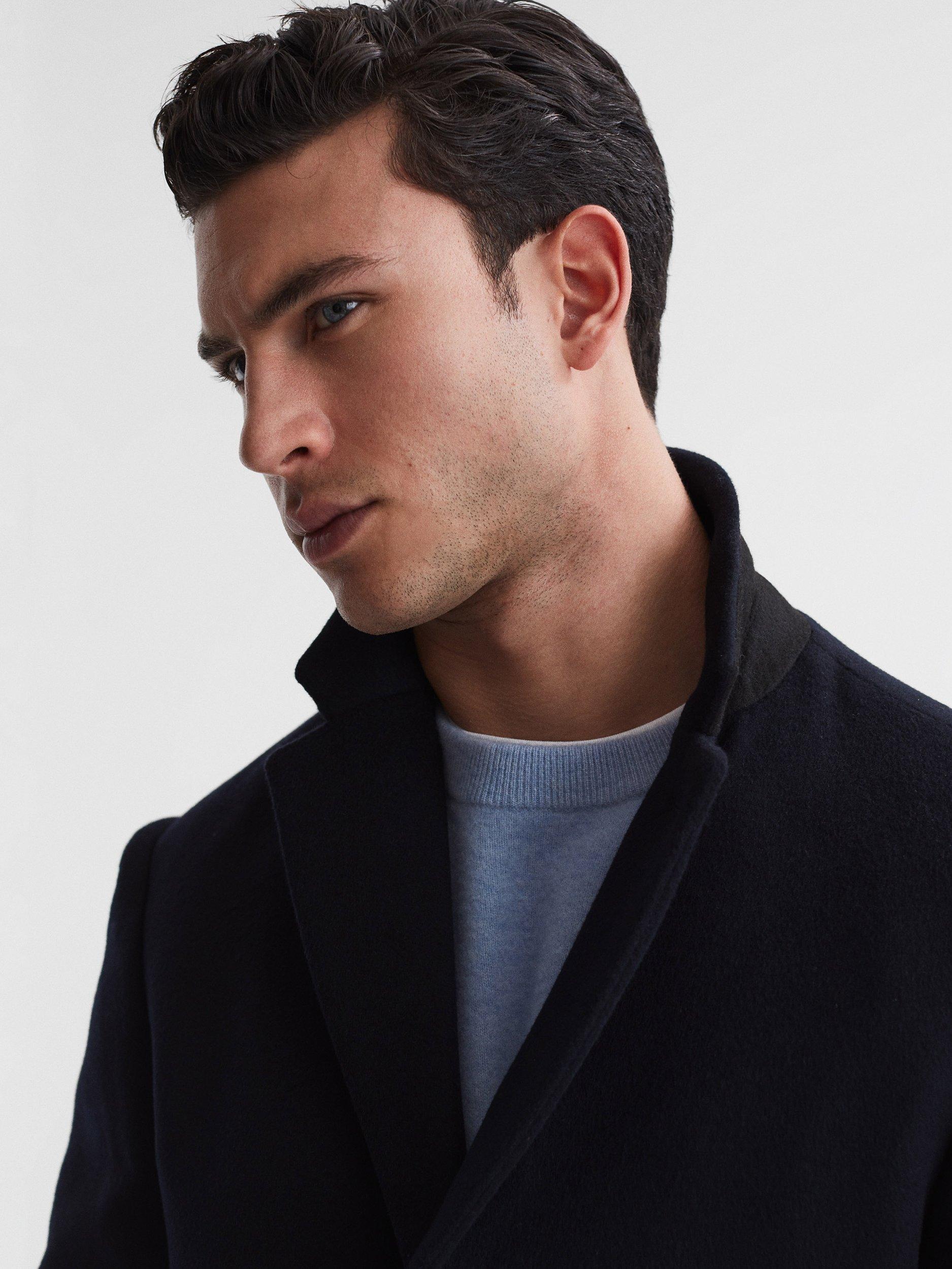 Reiss Gable Wool Epsom Overcoat Navy