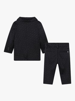 BOSS Baby Jacquard Monogram Jacket & Trousers Set, Navy - view 2, Navy