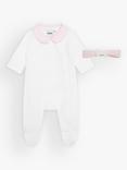 BOSS Baby Sleepsuit & Headband Set, Off White/Pink