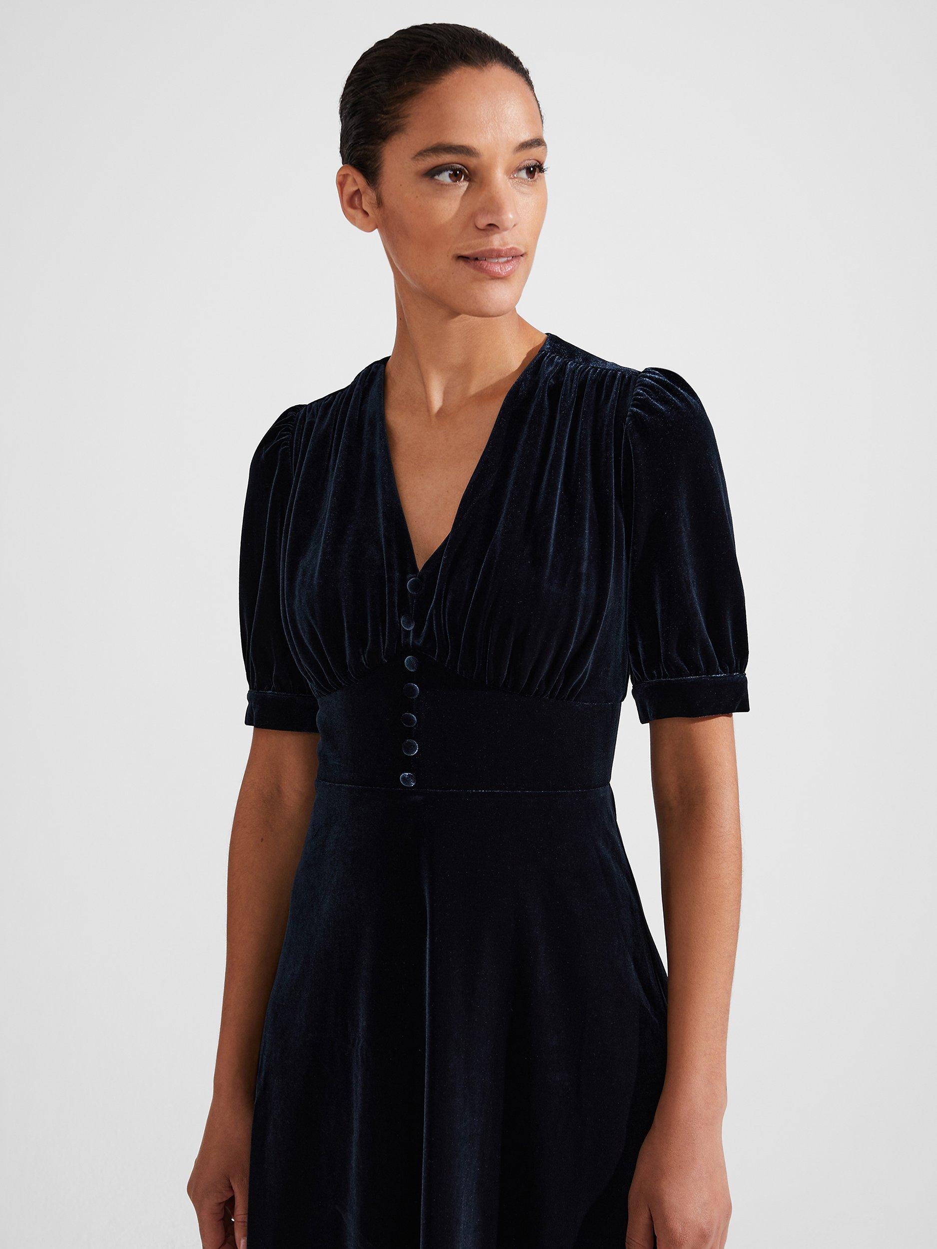 Product image 4 of 8, which shows Hobbs Alessia Jersey Dress, Hobbs Navy, 8