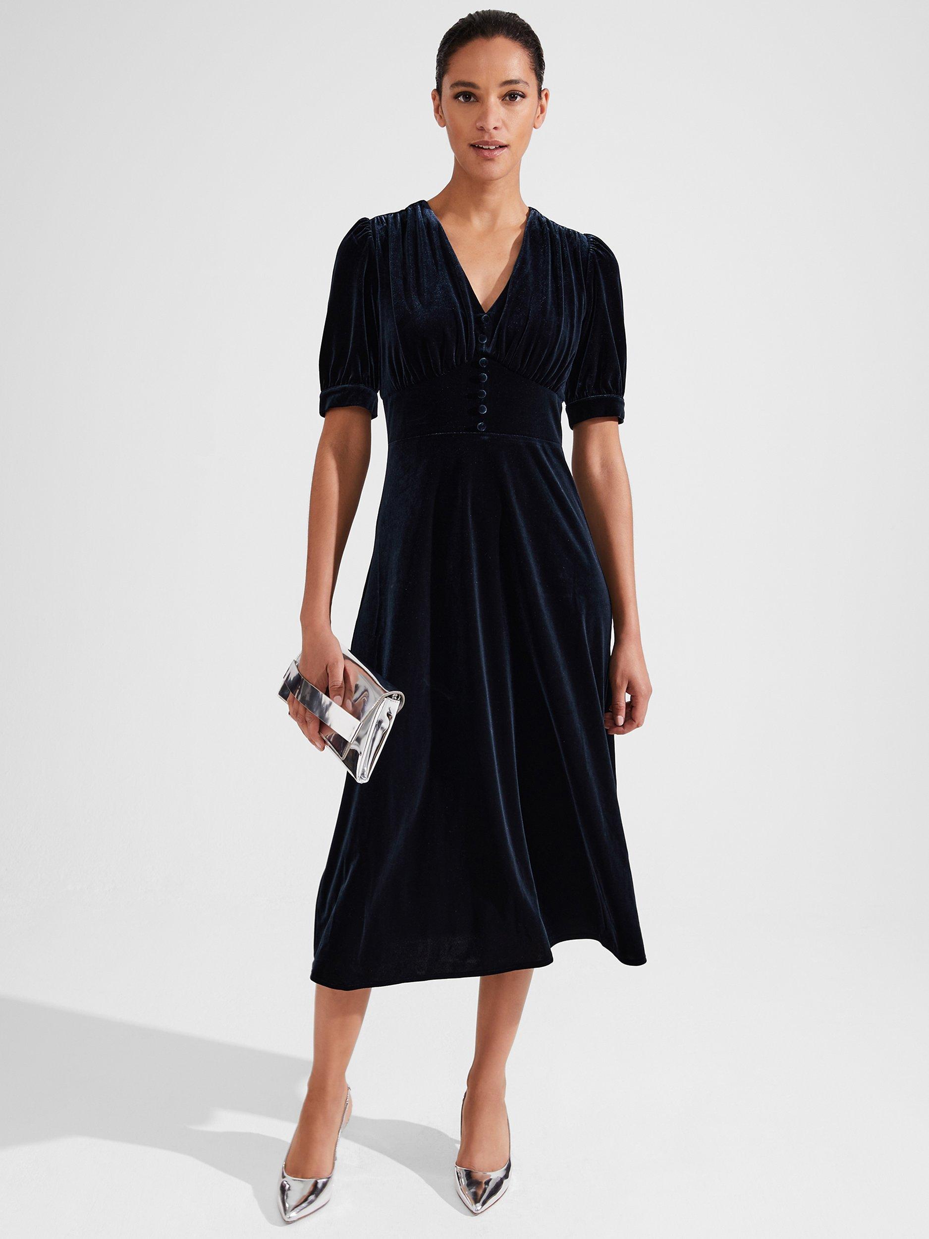 Product image 7 of 8, which shows Hobbs Alessia Jersey Dress, Hobbs Navy, 8
