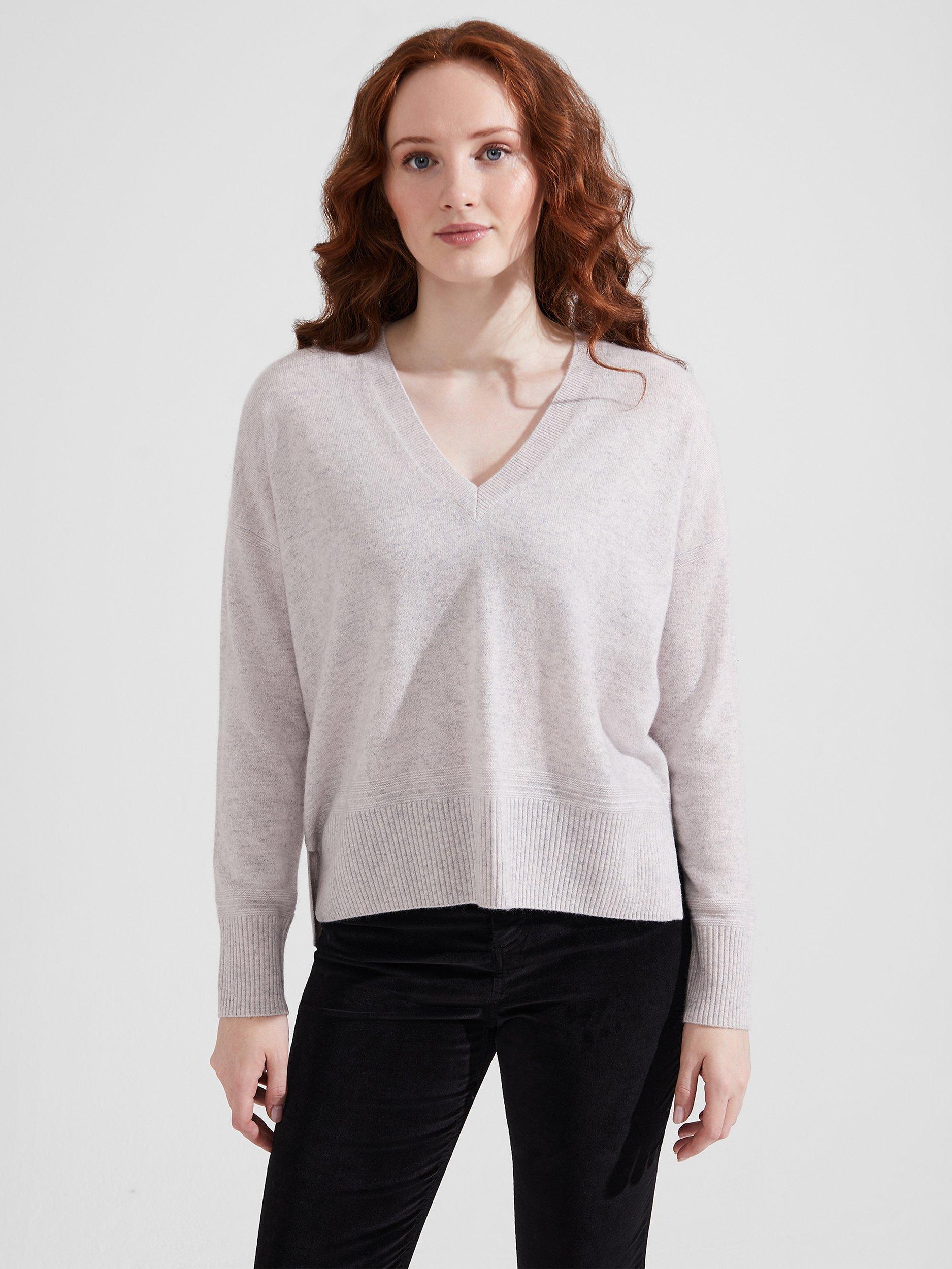 Grey v neck cashmere jumper hotsell