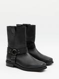 HUSH Oakley Pull On Leather Biker Boot, Black