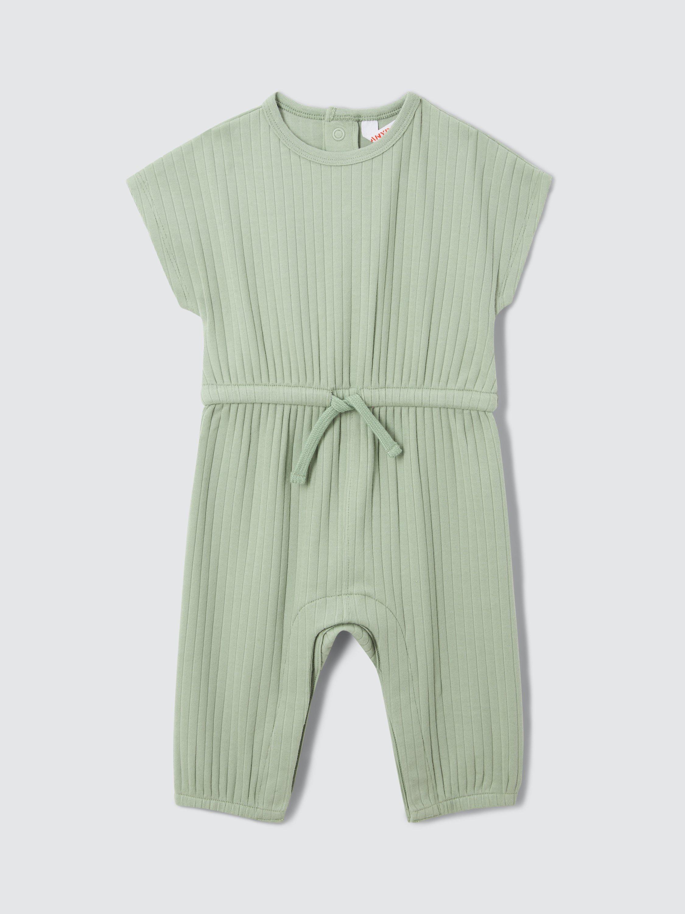 John Lewis ANYDAY Baby Ribbed Jumpsuit, Green