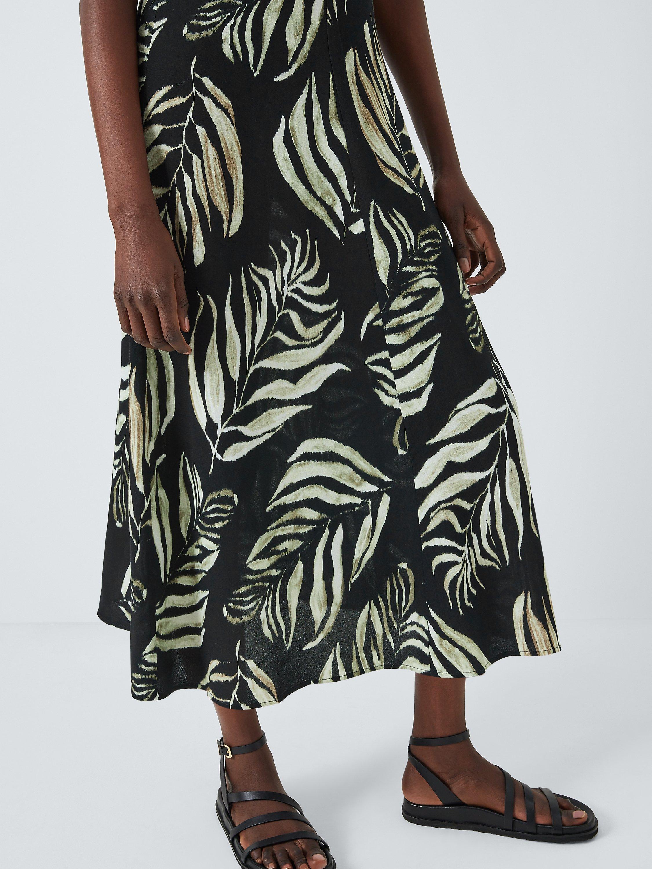 John Lewis Palm Leaf Dress, Black/Multi, 20