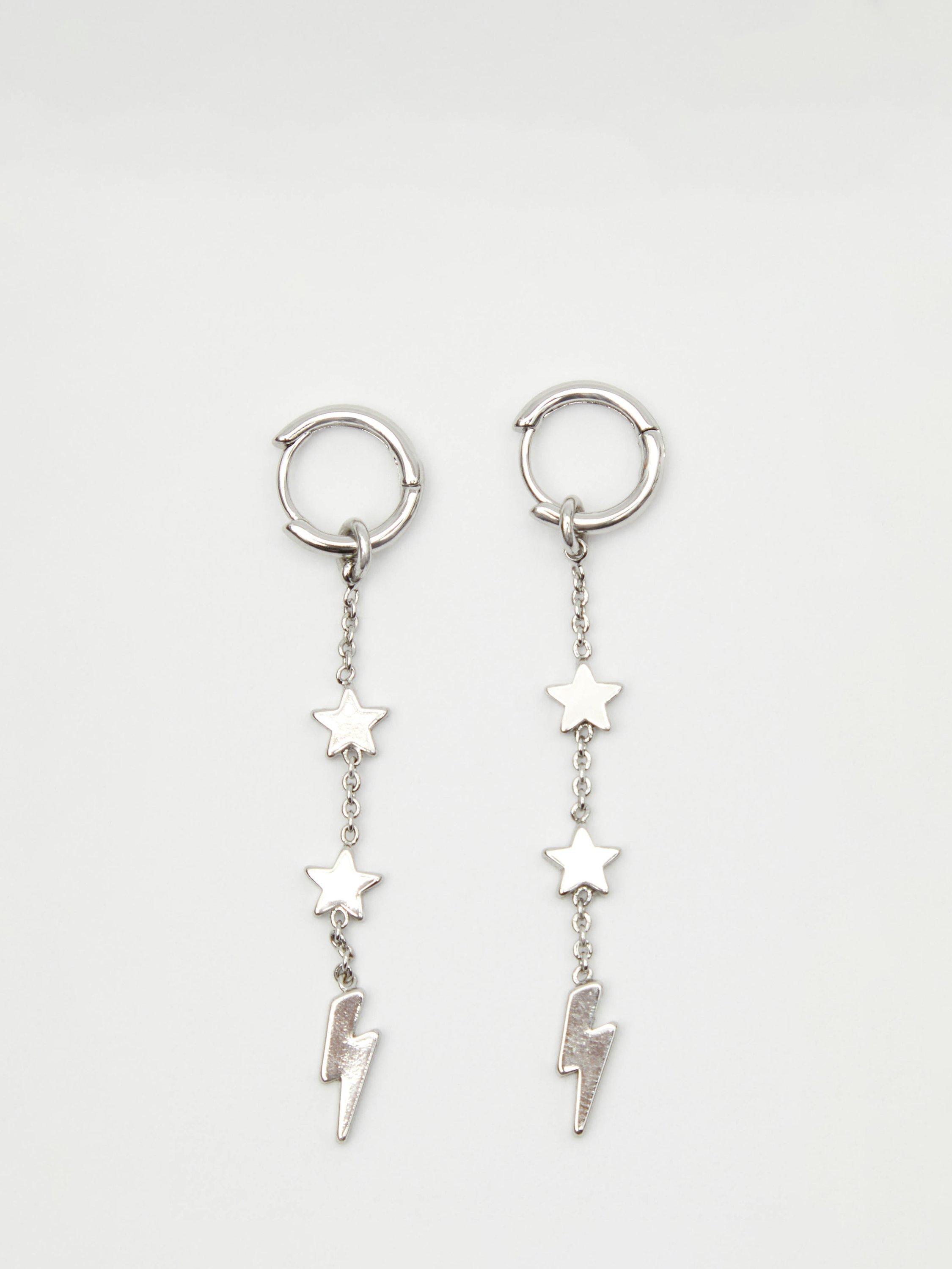 HUSH Stella Star Light Earrings, Rhodium