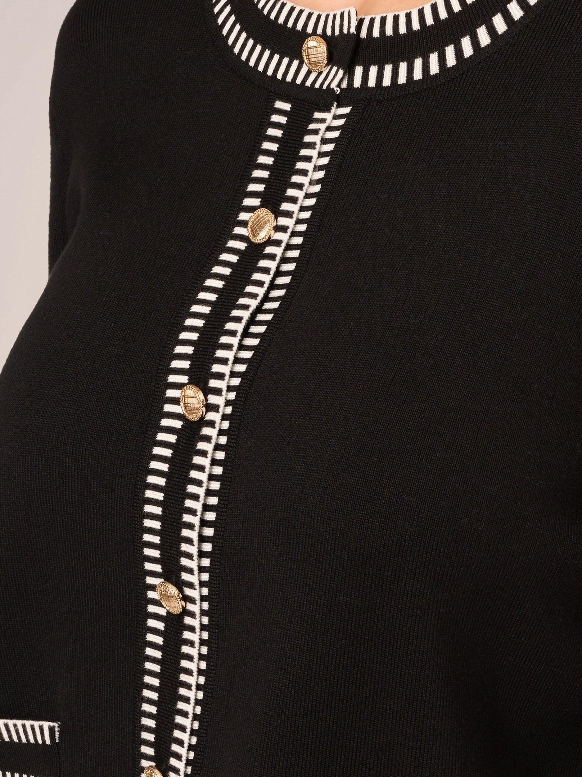 Product image 5 of 6, which shows Adrianna Papell Crew Neck Cardigan With Stitch Detail, Black/Cream, L