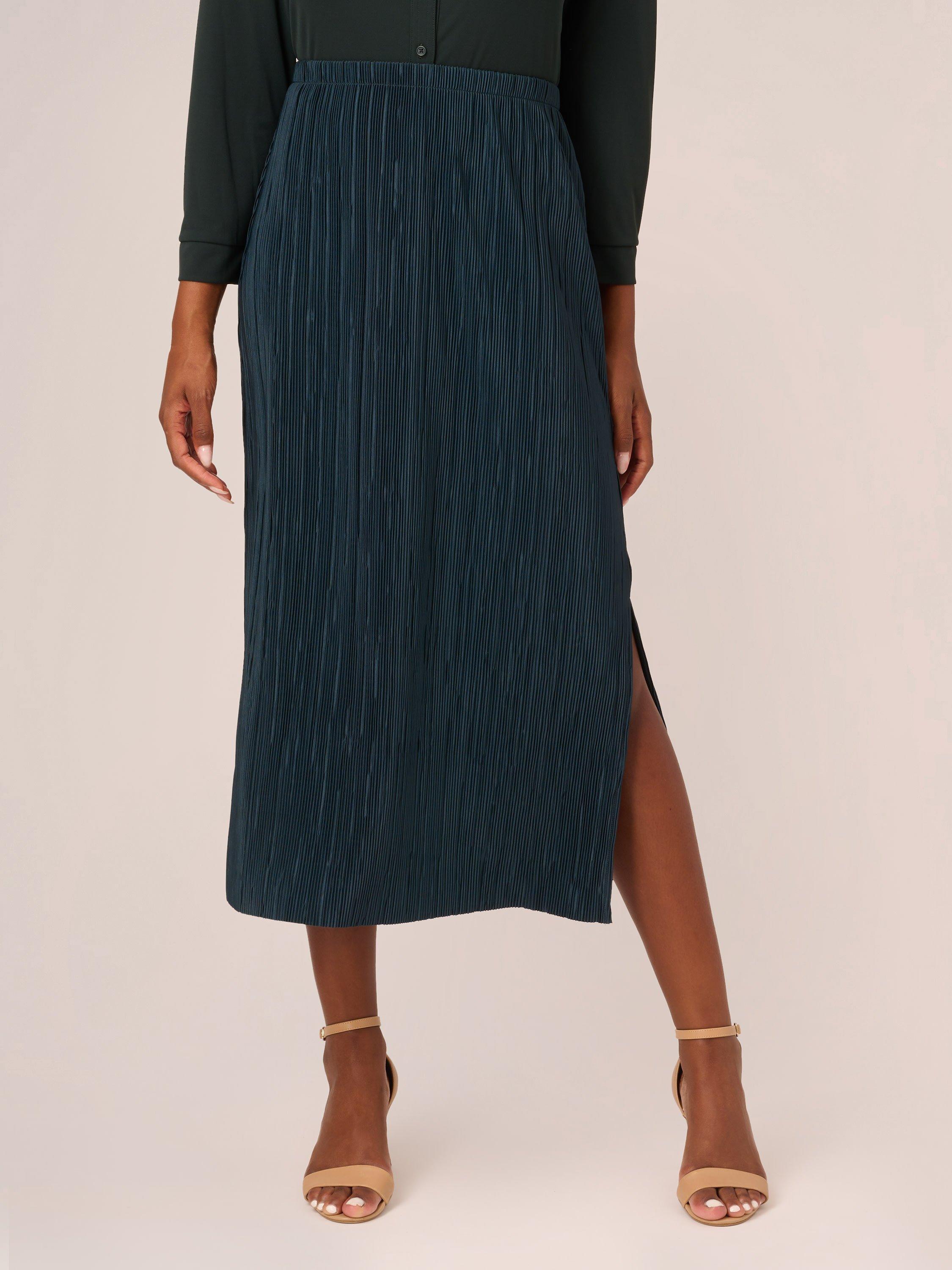 Adrianna Papell Solid Plisse Pull On Tube Skirt, Teal