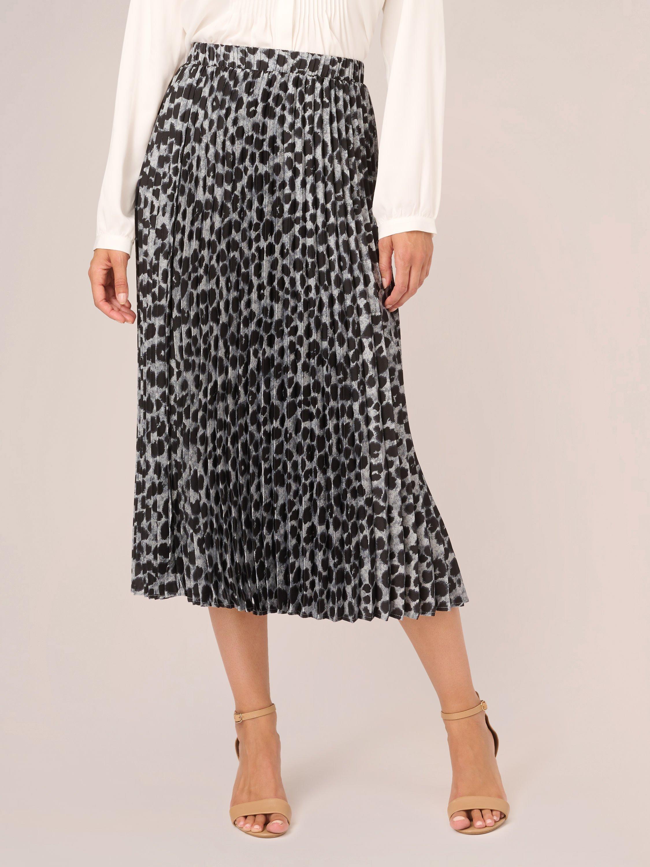 Adrianna Papell Printed Satin Pleated Midi Skirt, Multi