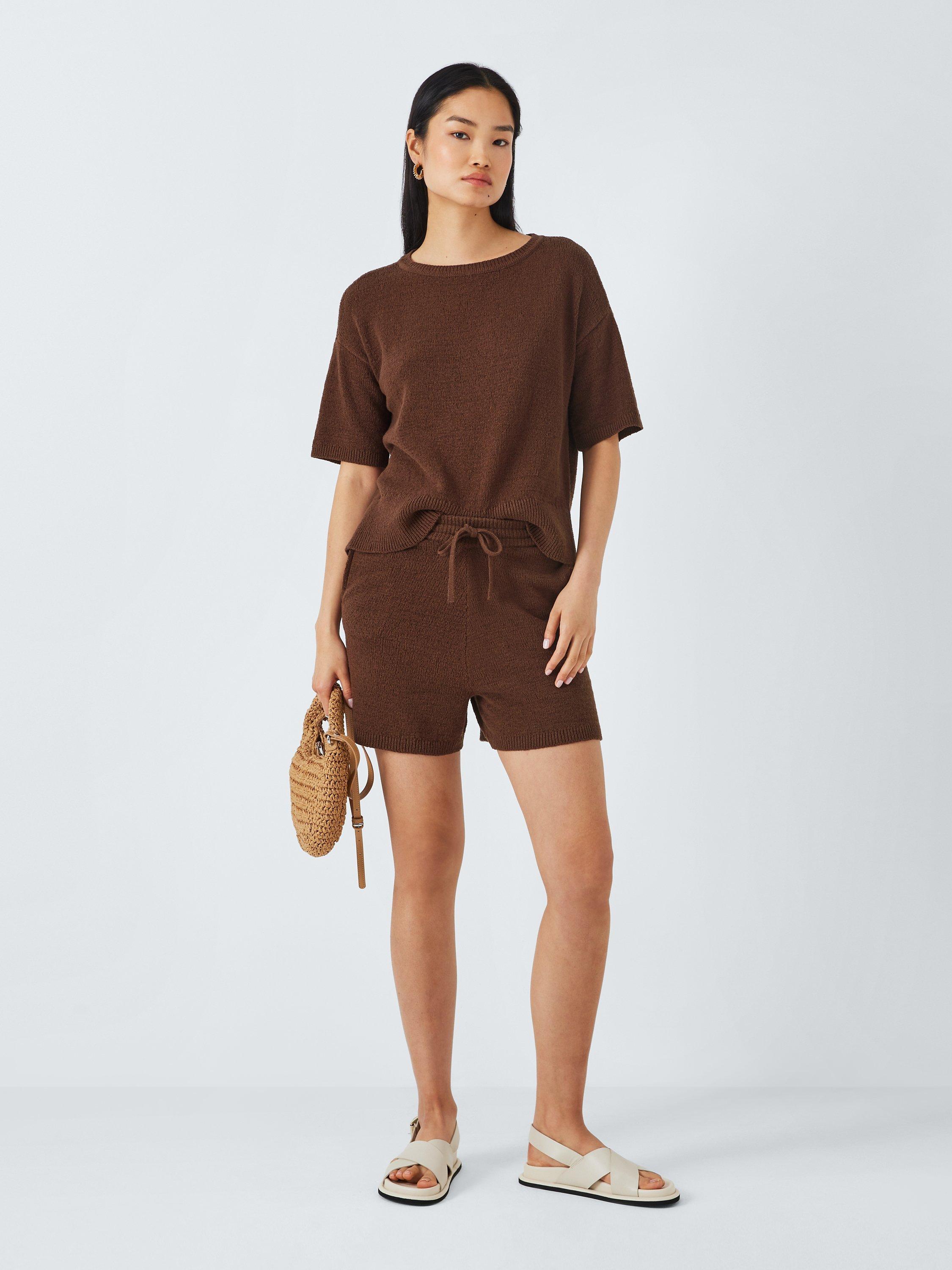 Product image 1 of 7, which shows John Lewis ANYDAY Knitted Shorts, Brown, S