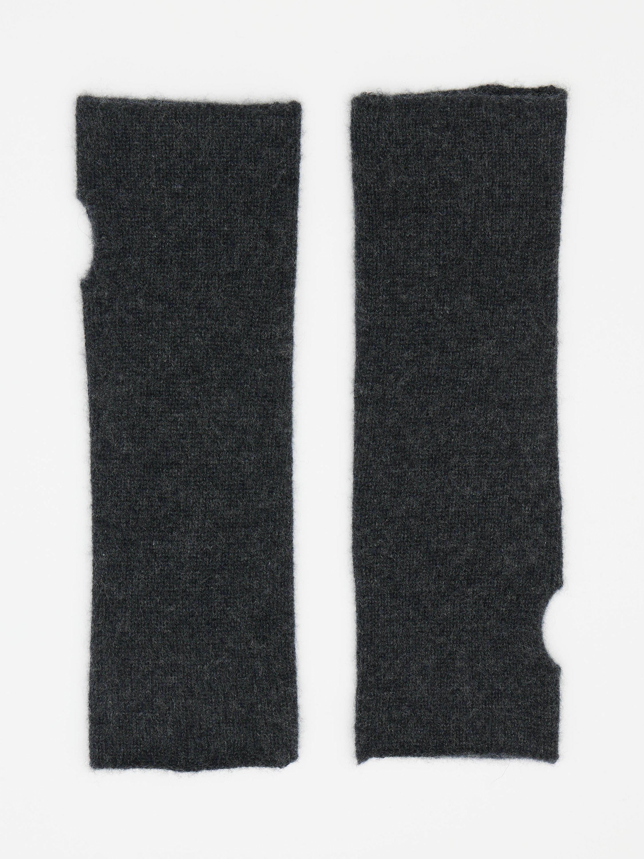 Product image 1 of 4, which shows HUSH Cashmere Fingerless Gloves, Charcoal Marl, One Size