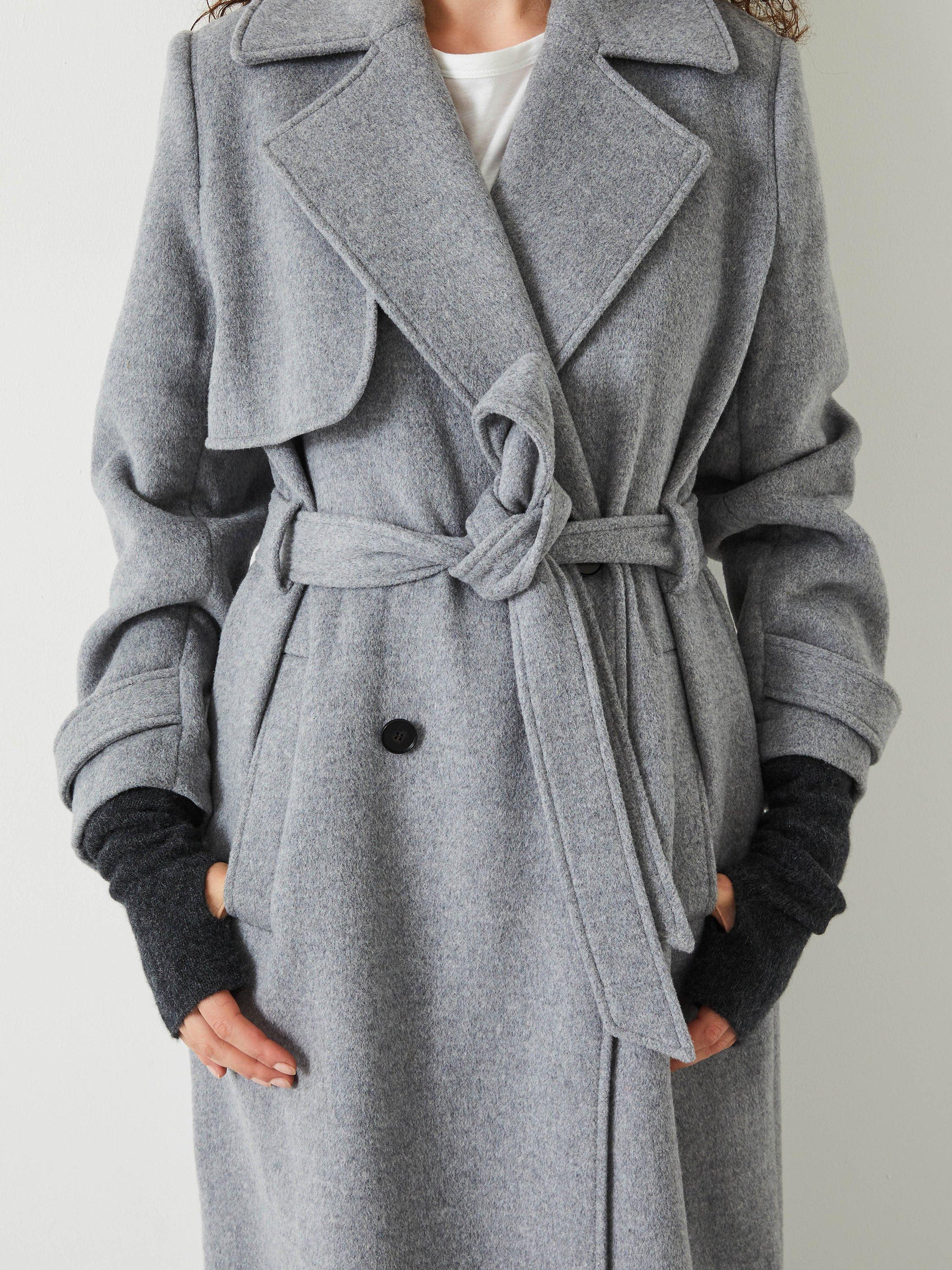 Product image 2 of 4, which shows HUSH Cashmere Fingerless Gloves, Charcoal Marl, One Size