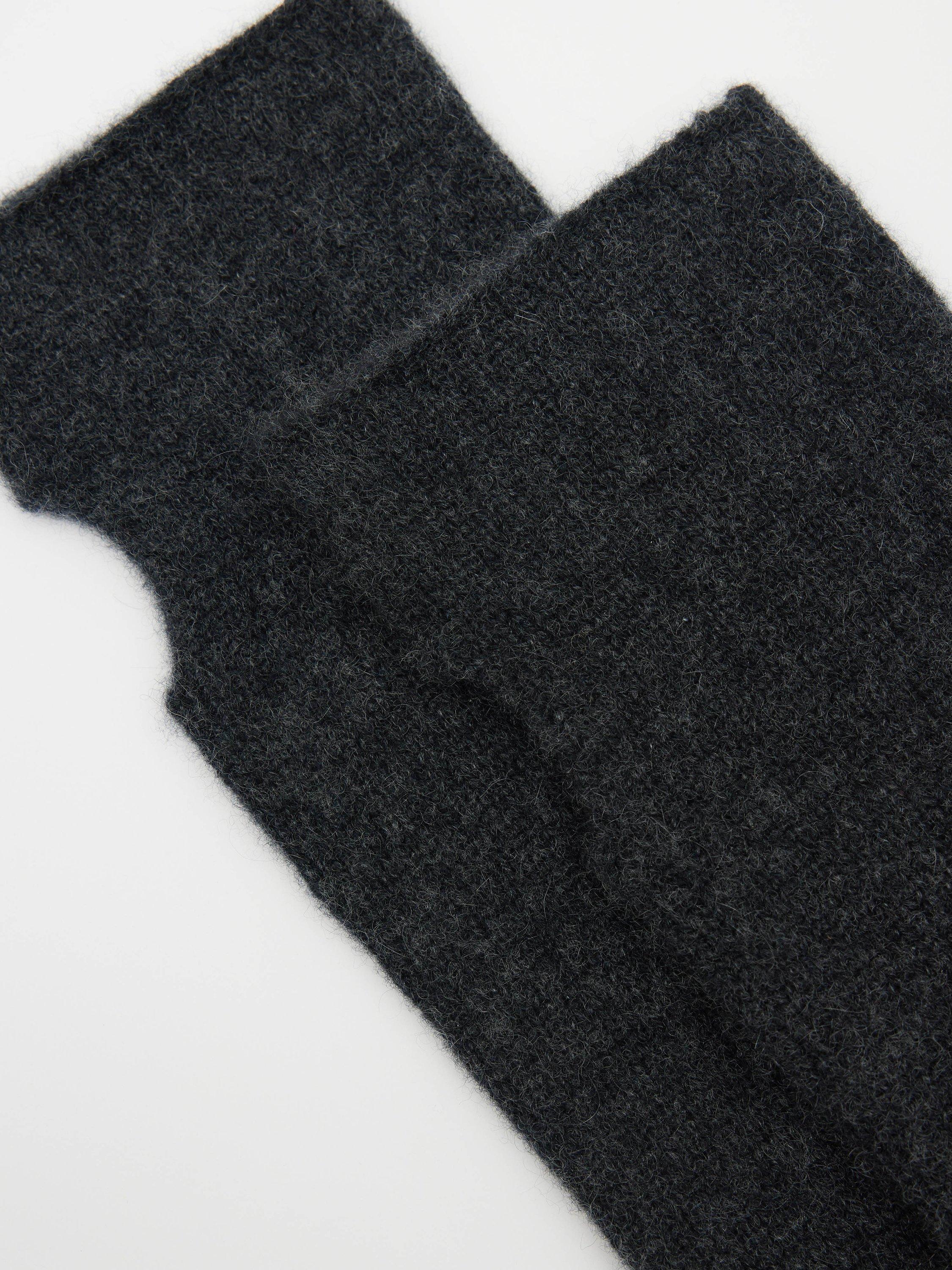 Product image 3 of 4, which shows HUSH Cashmere Fingerless Gloves, Charcoal Marl, One Size