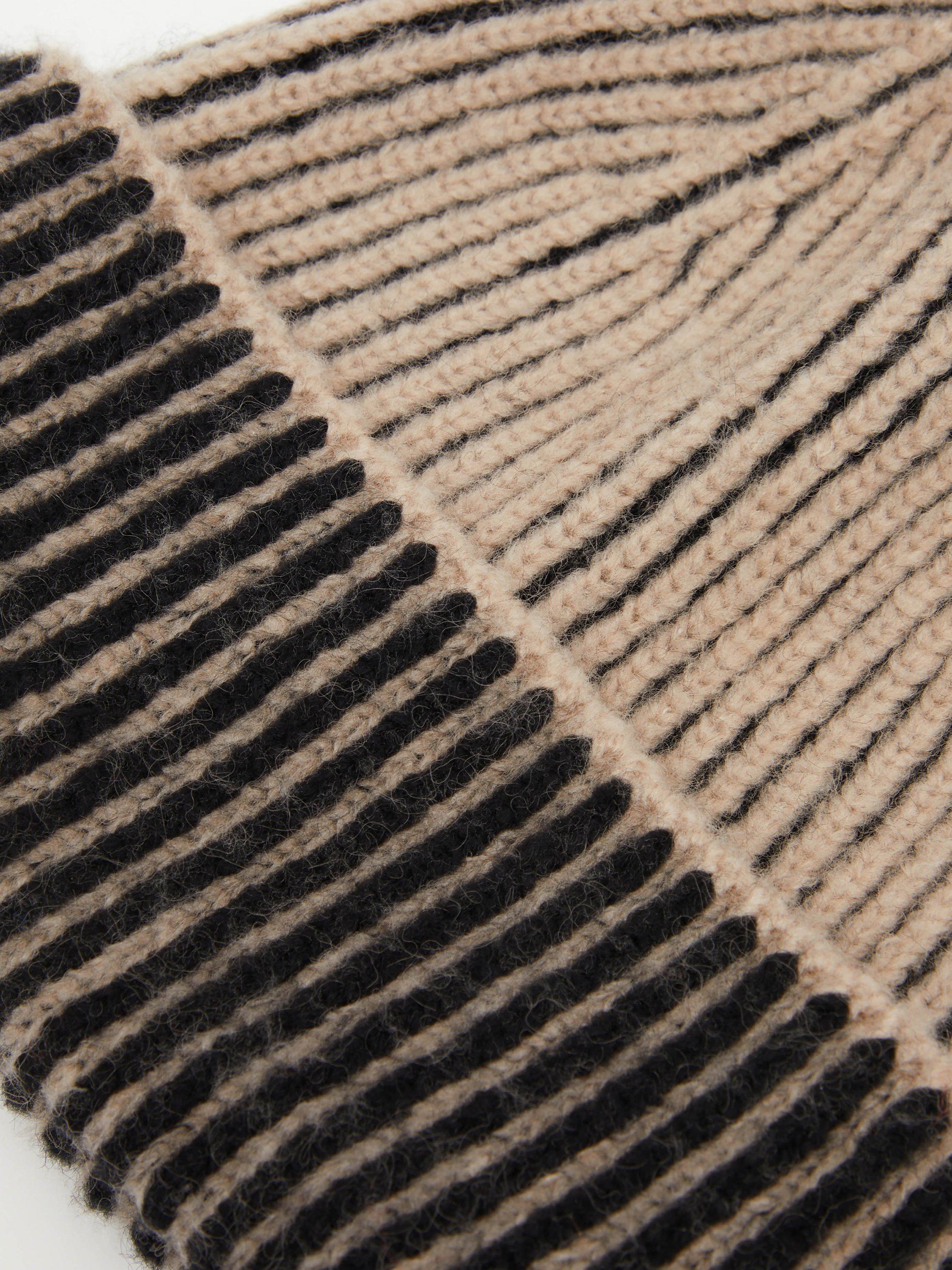 Product image 3 of 3, which shows HUSH Denver Stripe Beanie, Black/Camel, One Size