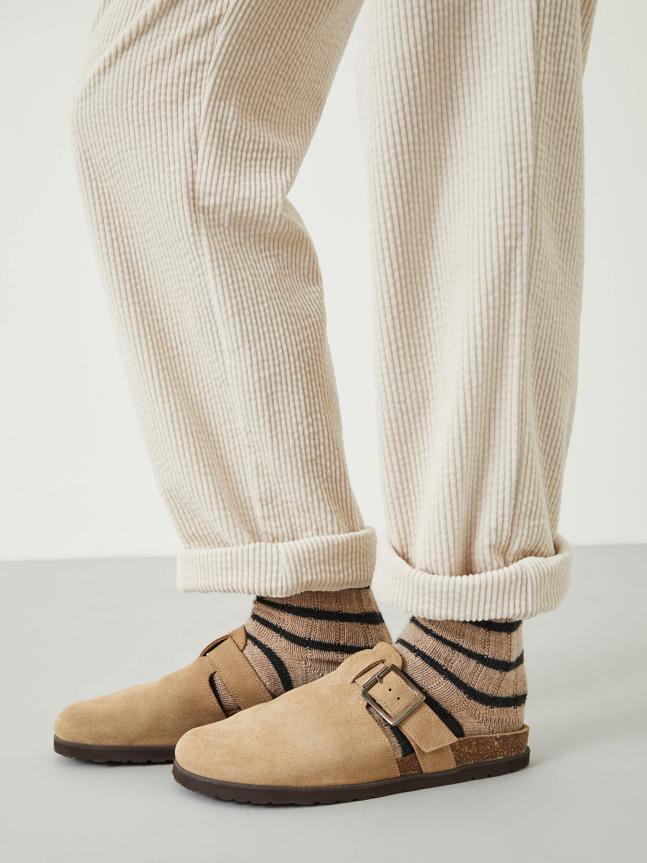 Product image 2 of 3, which shows HUSH Wool Blend Stripe Socks, Oatmeal, One Size