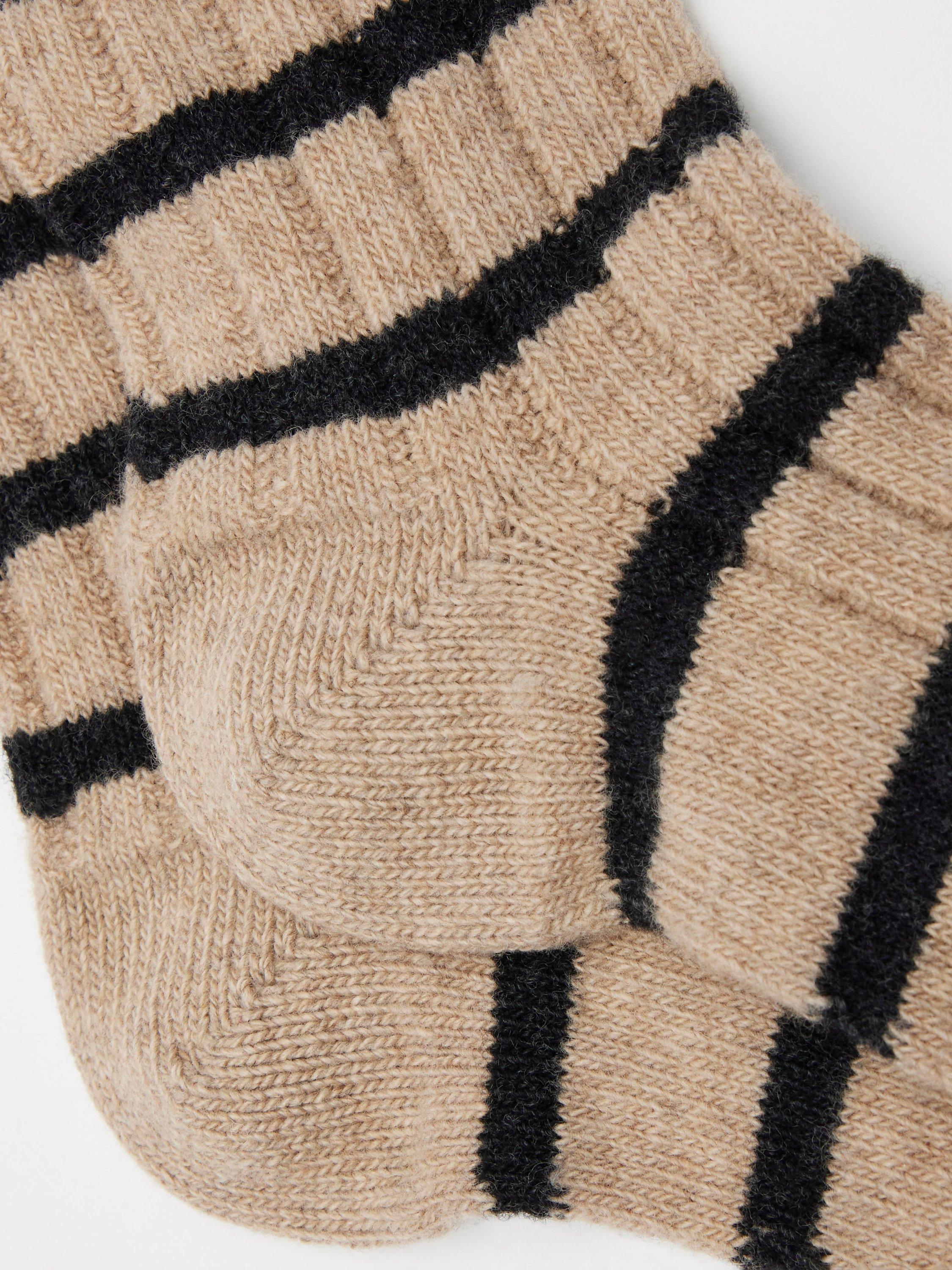 Product image 3 of 3, which shows HUSH Wool Blend Stripe Socks, Oatmeal, One Size