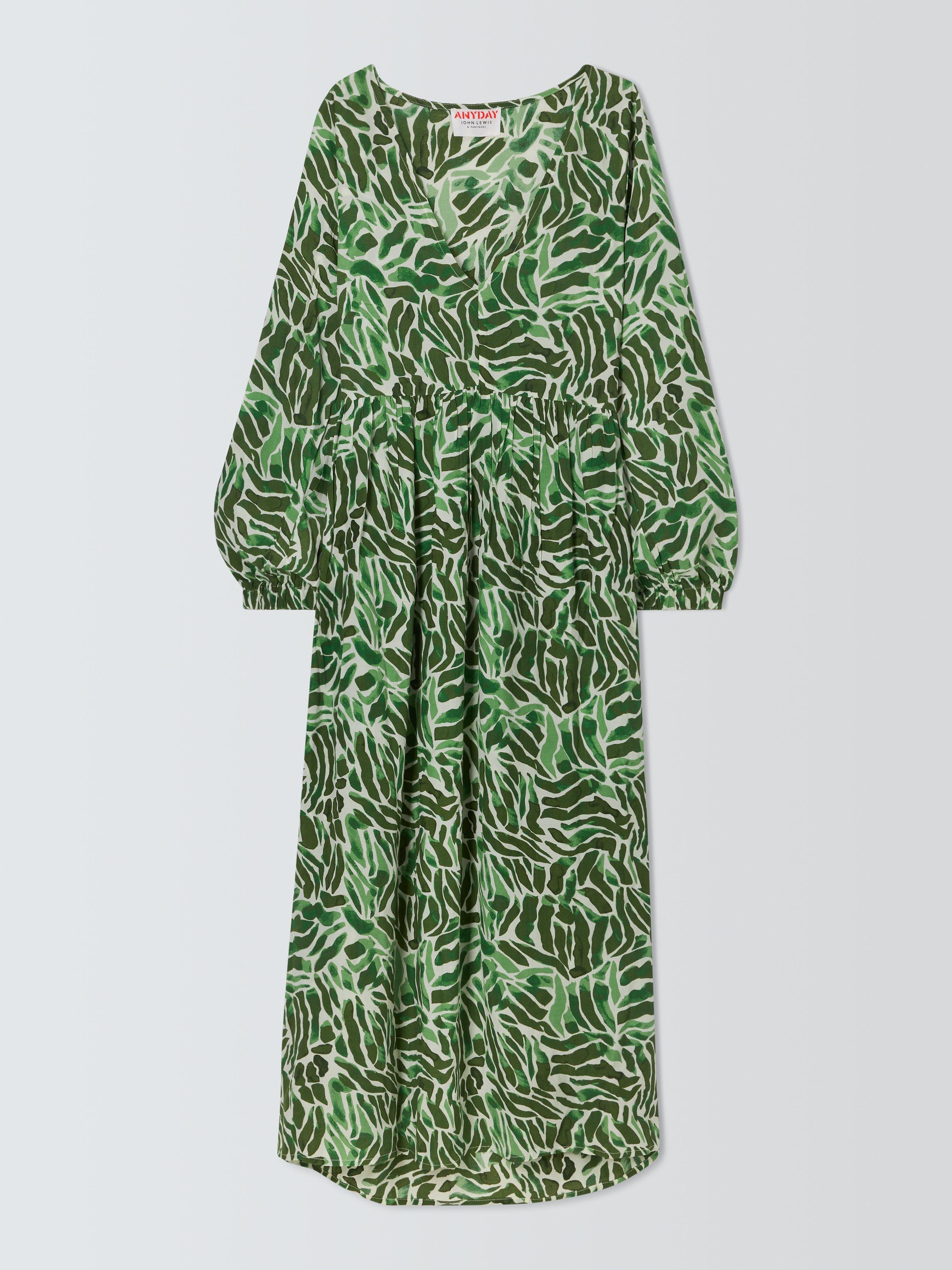 John Lewis ANYDAY Solare Print Midi Dress Green Multi