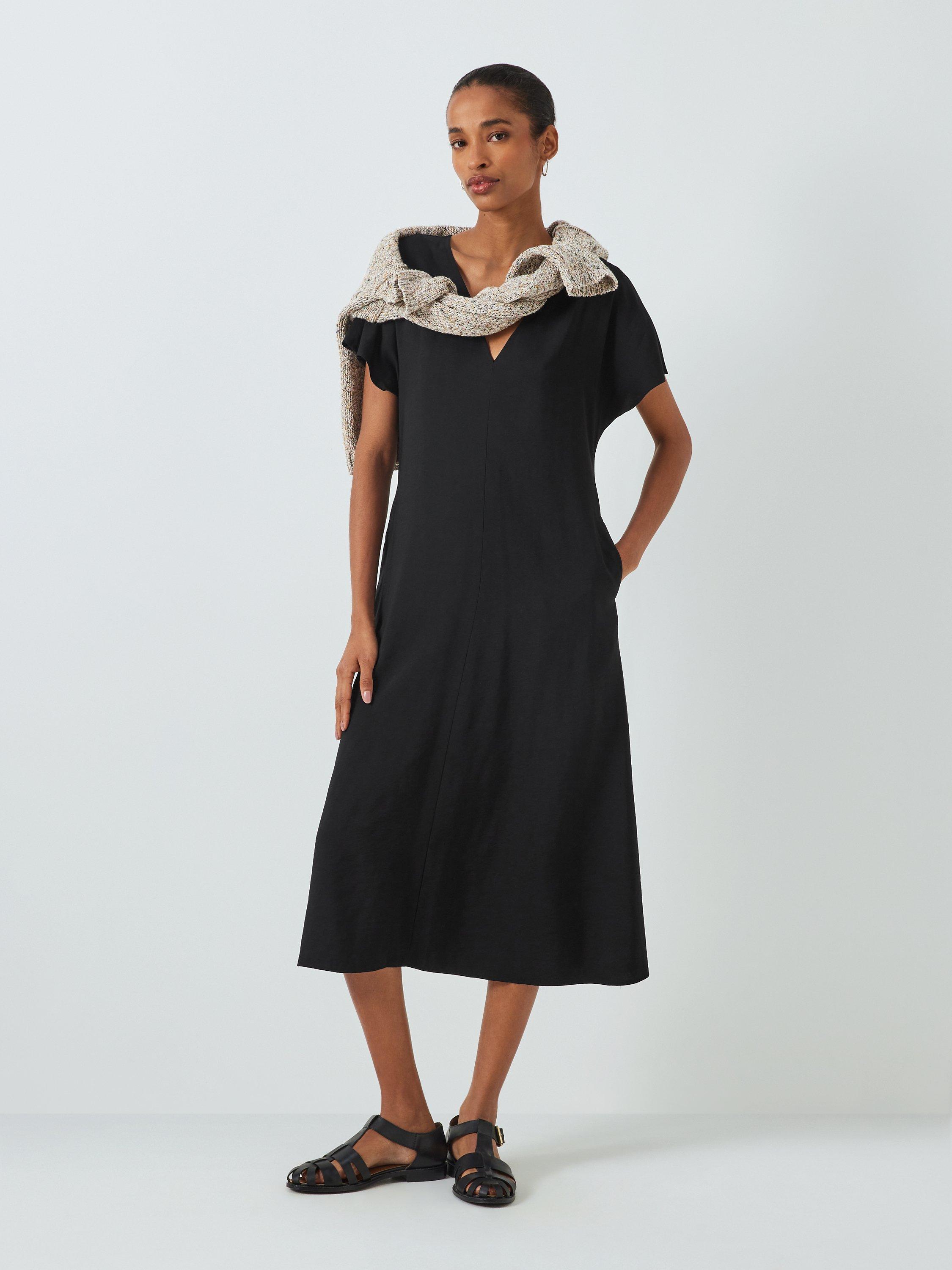 John Lewis Short Sleeve Twill Dress Black