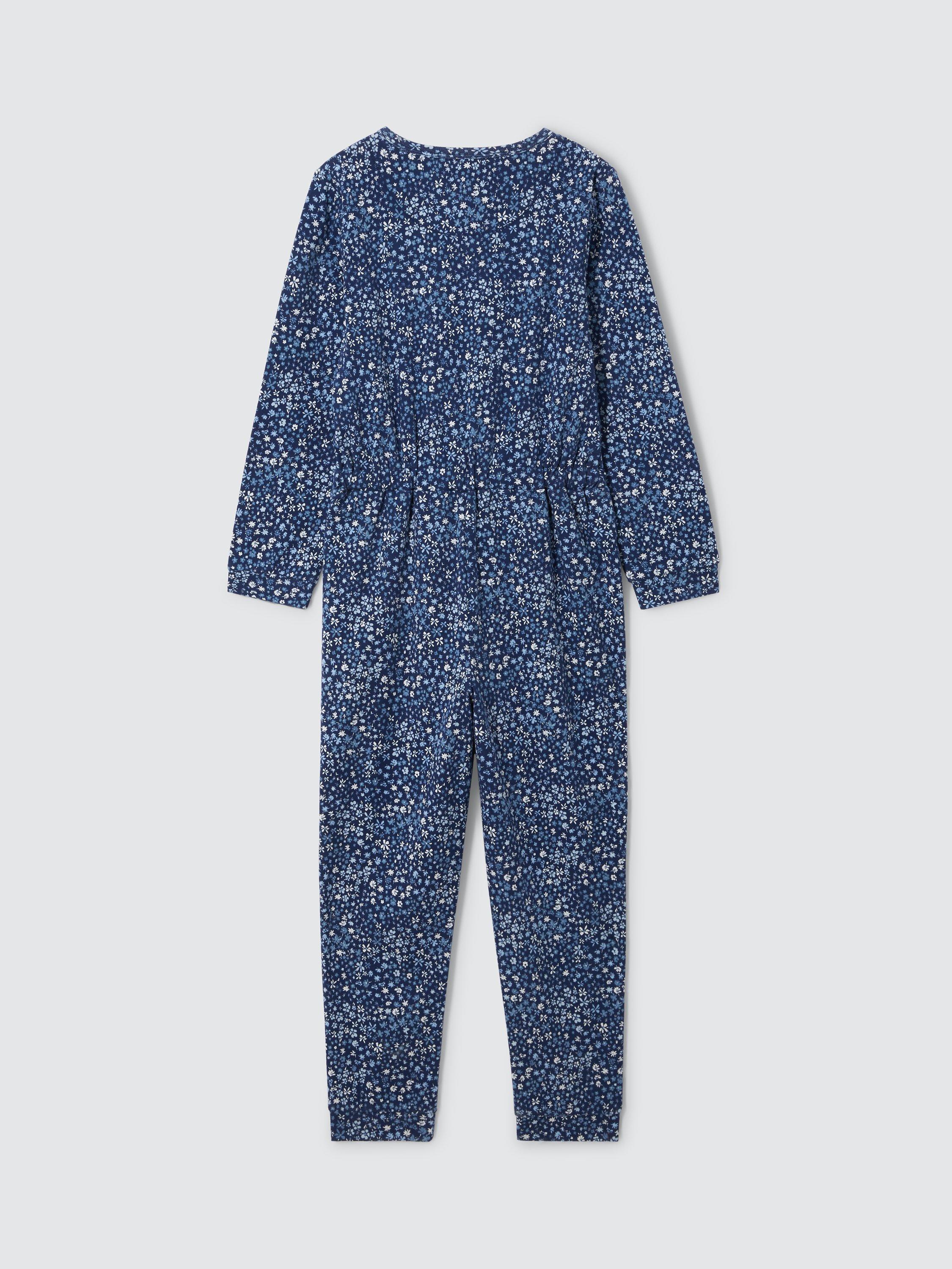 John Lewis Kids Ditsy Floral Print Lounge Onesie Navy