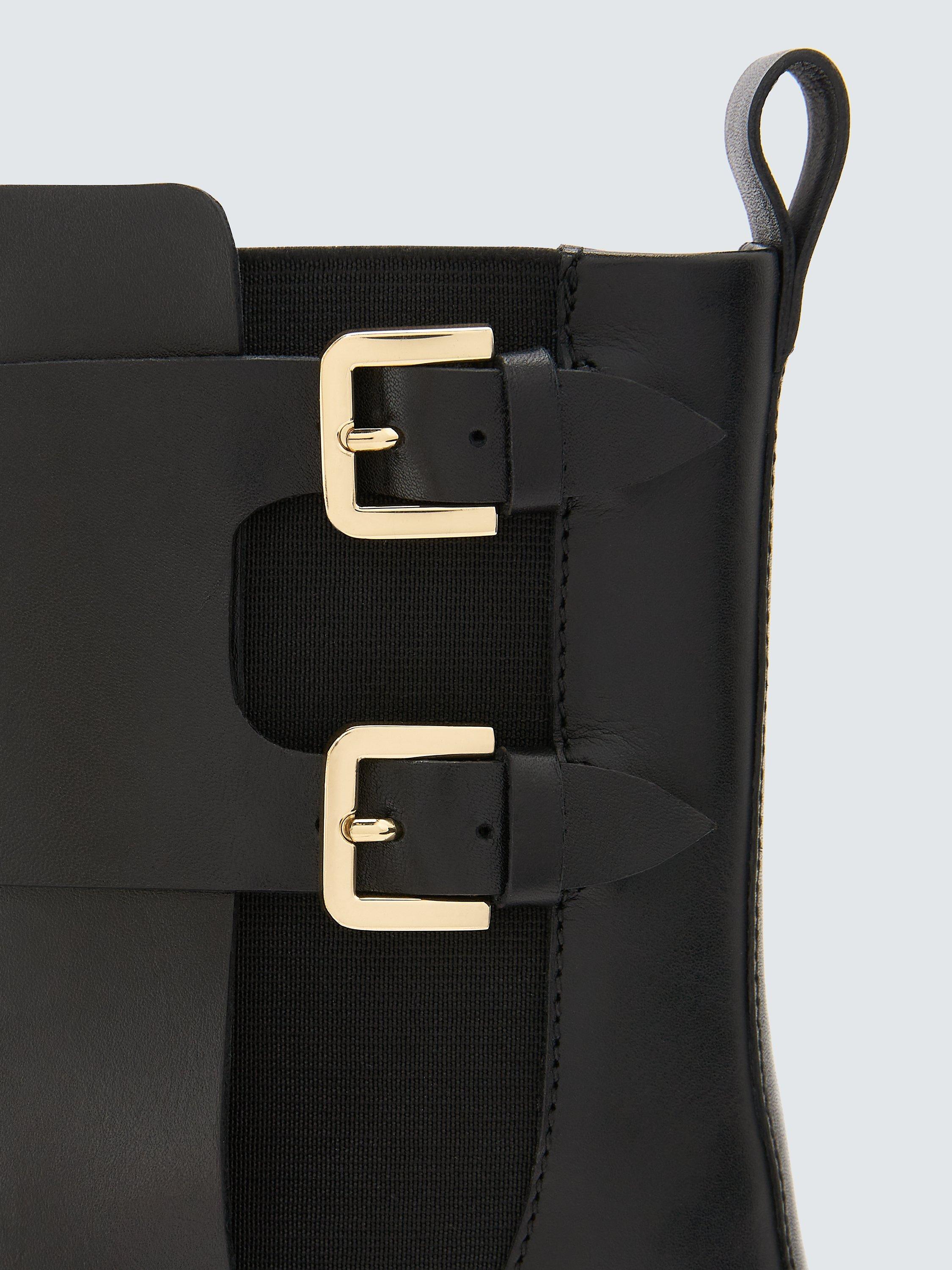 Product image 5 of 6, which shows John Lewis Power Leather Double Buckle Biker Boots, Black, 3