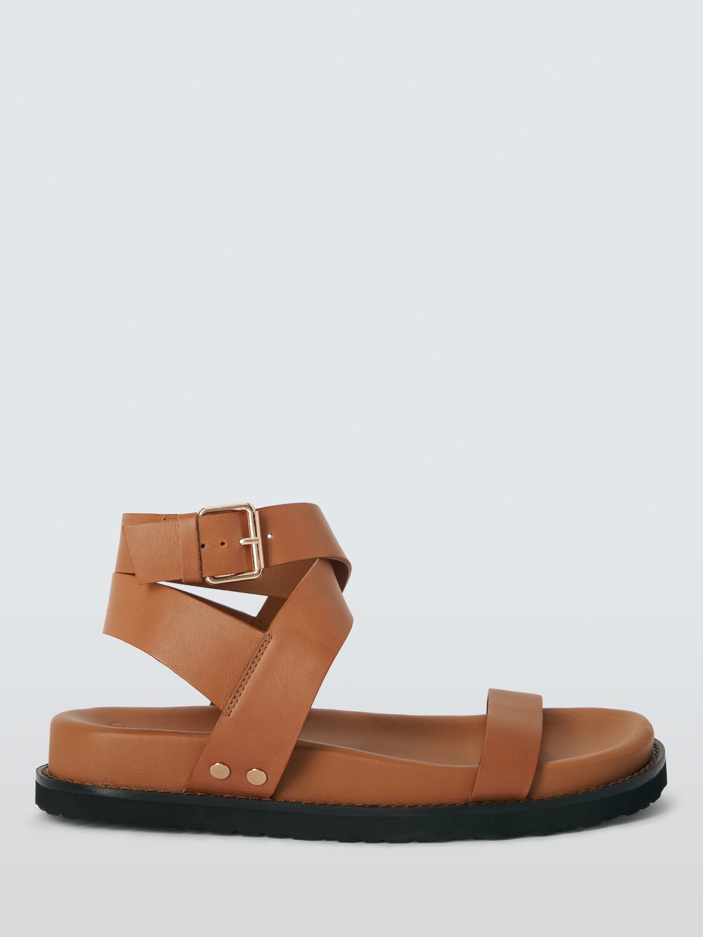 AND/OR Lavender Leather Chunky Footbed Sandals, Brown