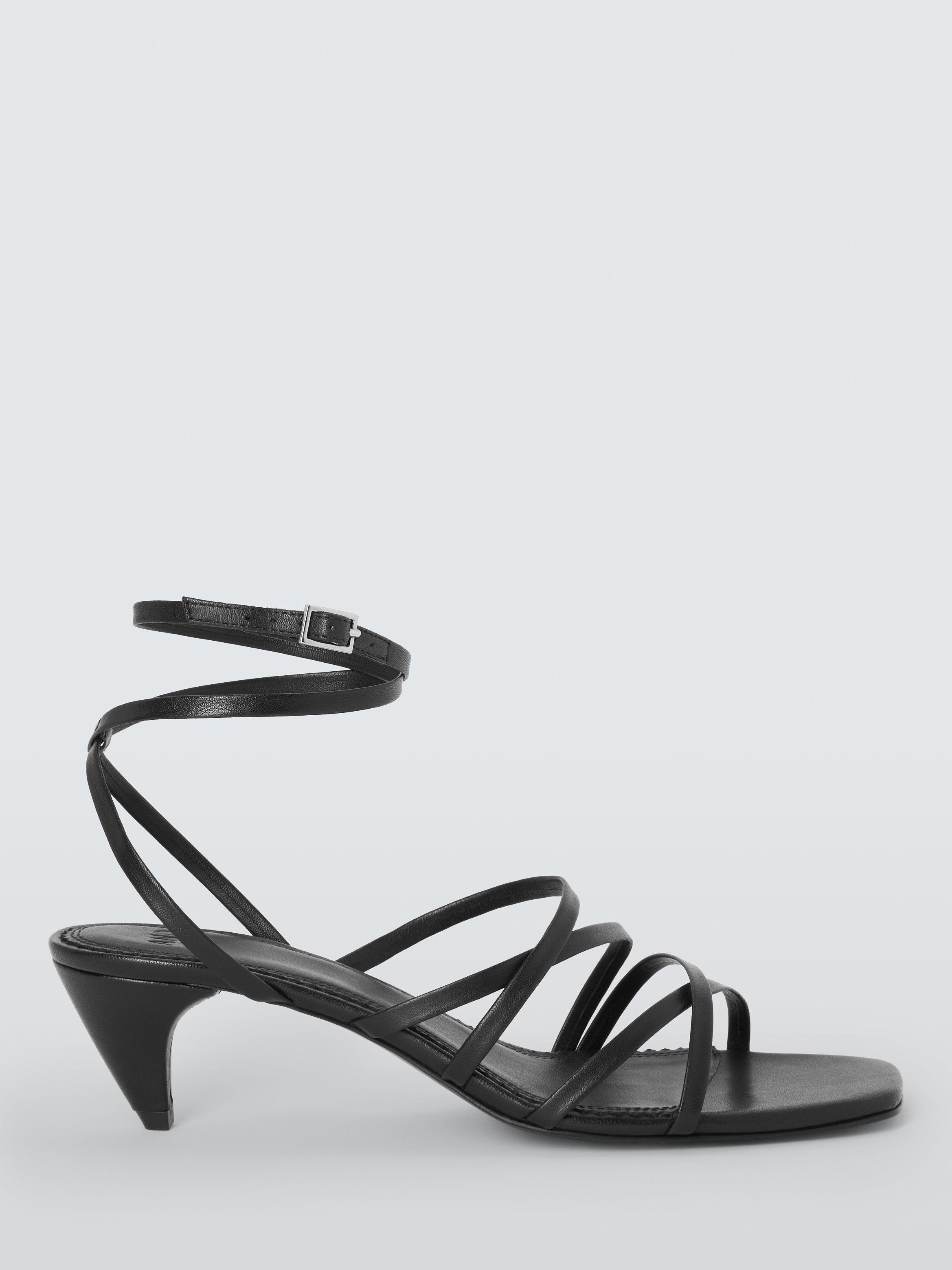 AND/OR Iris Leather Feature Heel Strappy Low Sandals, Black