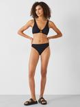 HUSH Crinkle Ribbed Ring Bikini Top, Black