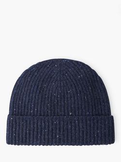 Brora Cashmere Donegal Ribbed Hat, French Navy