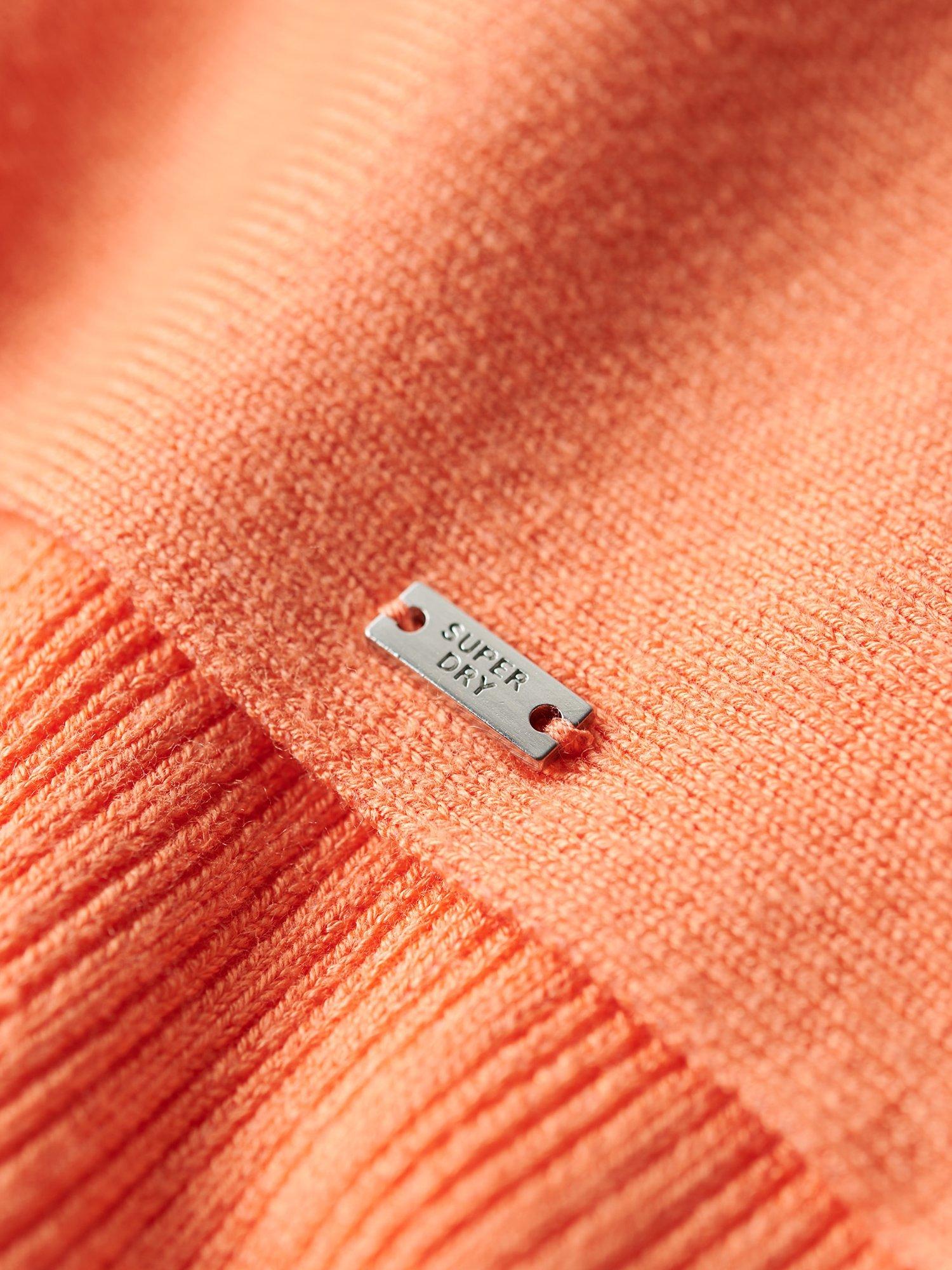 Product image 4 of 4, which shows Superdry Backless Knitted Mini Dress, Melon Orange, 16