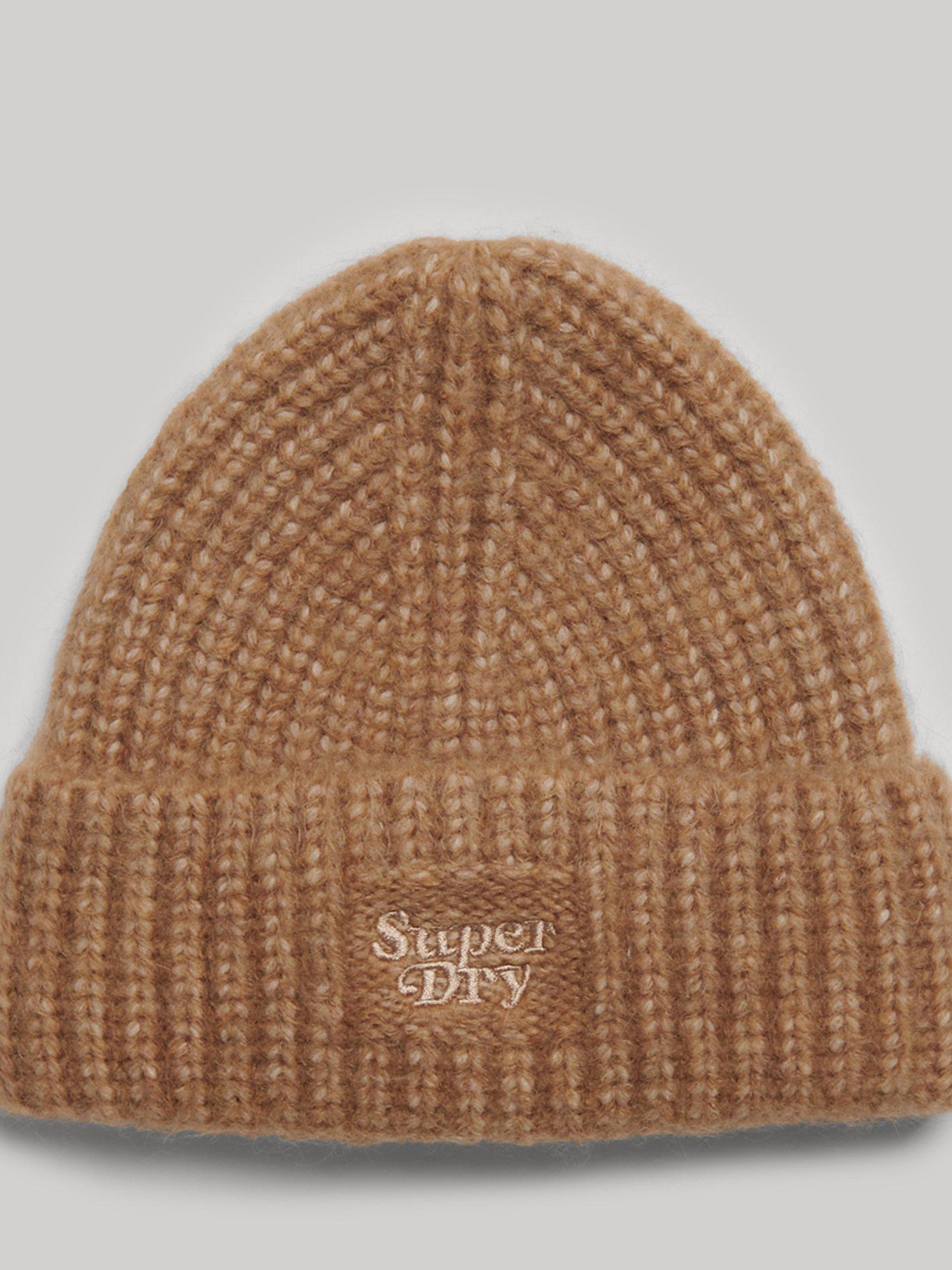 Superdry Rib Knit Beanie Hat, Toasted Coconut, One Size