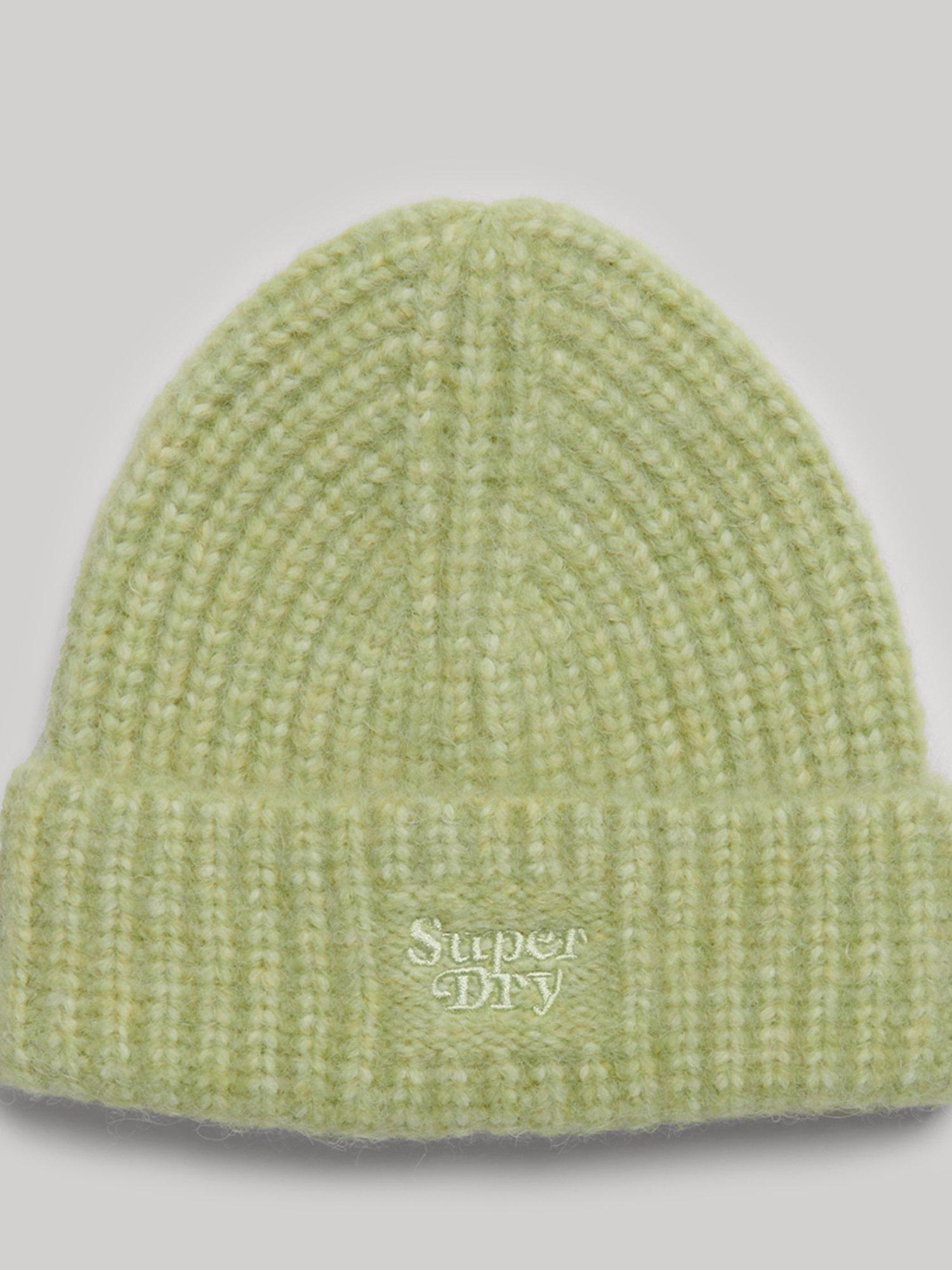 Product image 1 of 2, which shows Superdry Rib Knit Beanie Hat, Mellow Green, One Size