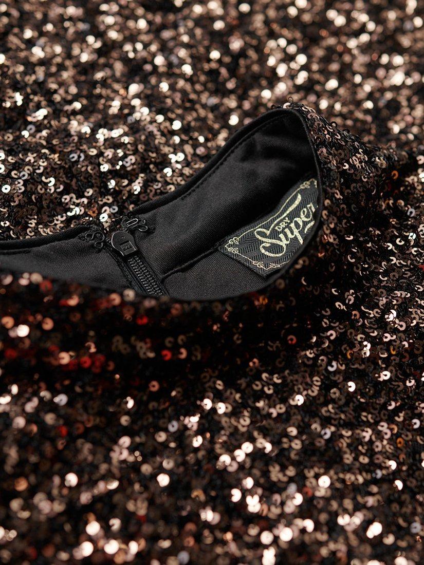 Product image 5 of 7, which shows Superdry Sleeveless Sequin A Line Mini Dress, Bronze Mega Sequin, 10