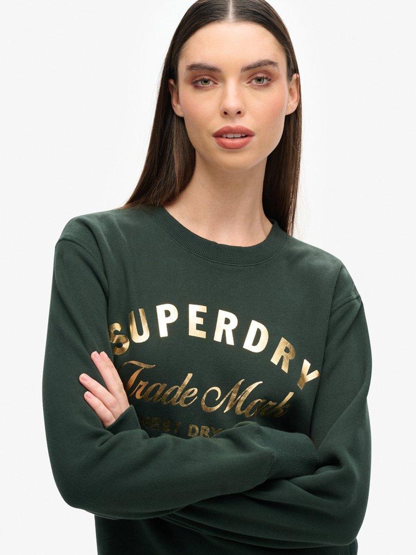 Product image 4 of 5, which shows Superdry Luxe Metallic Logo Jersey Dress, Academy Dark Green, 14