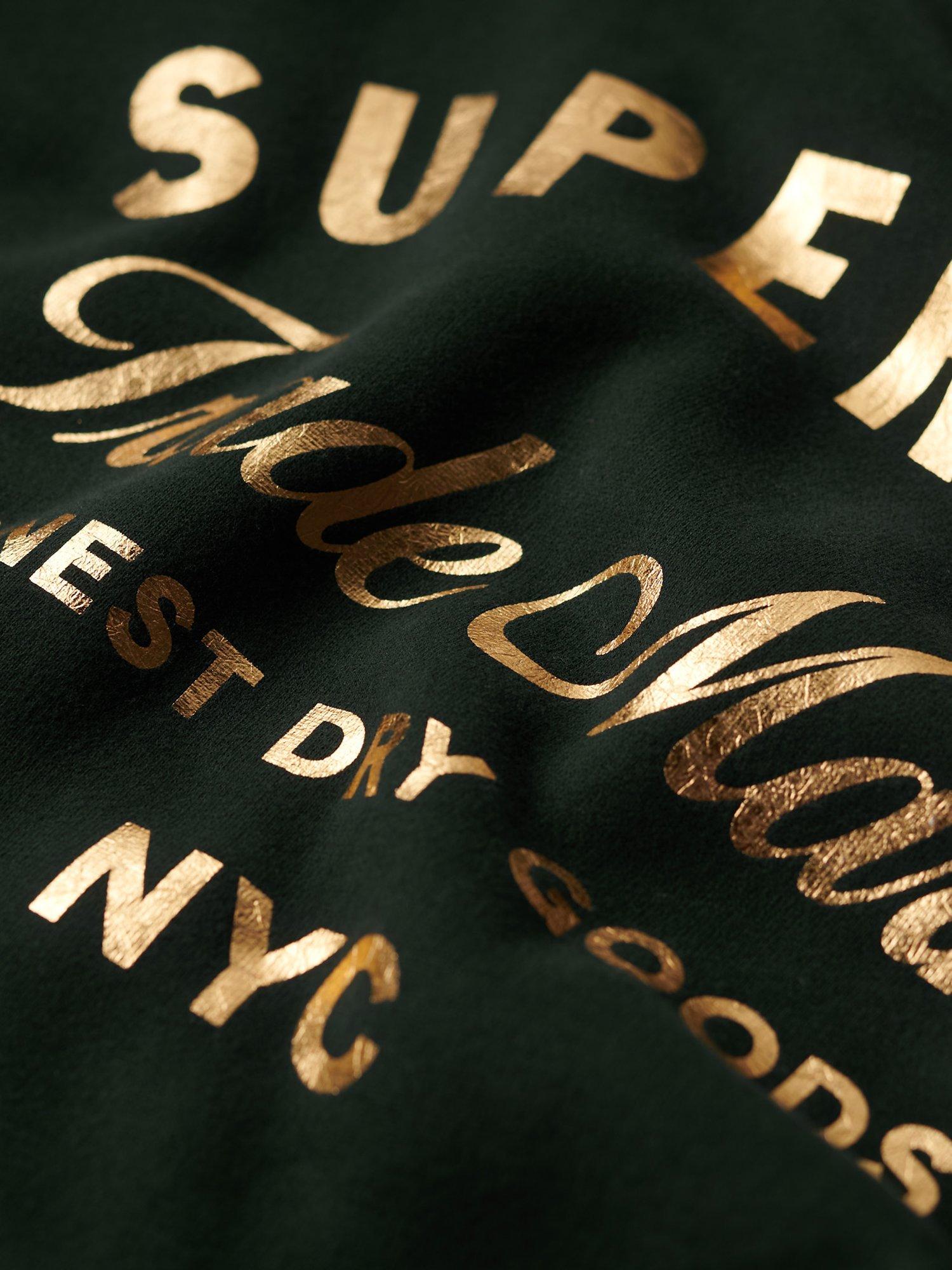 Product image 5 of 5, which shows Superdry Luxe Metallic Logo Jersey Dress, Academy Dark Green, 14