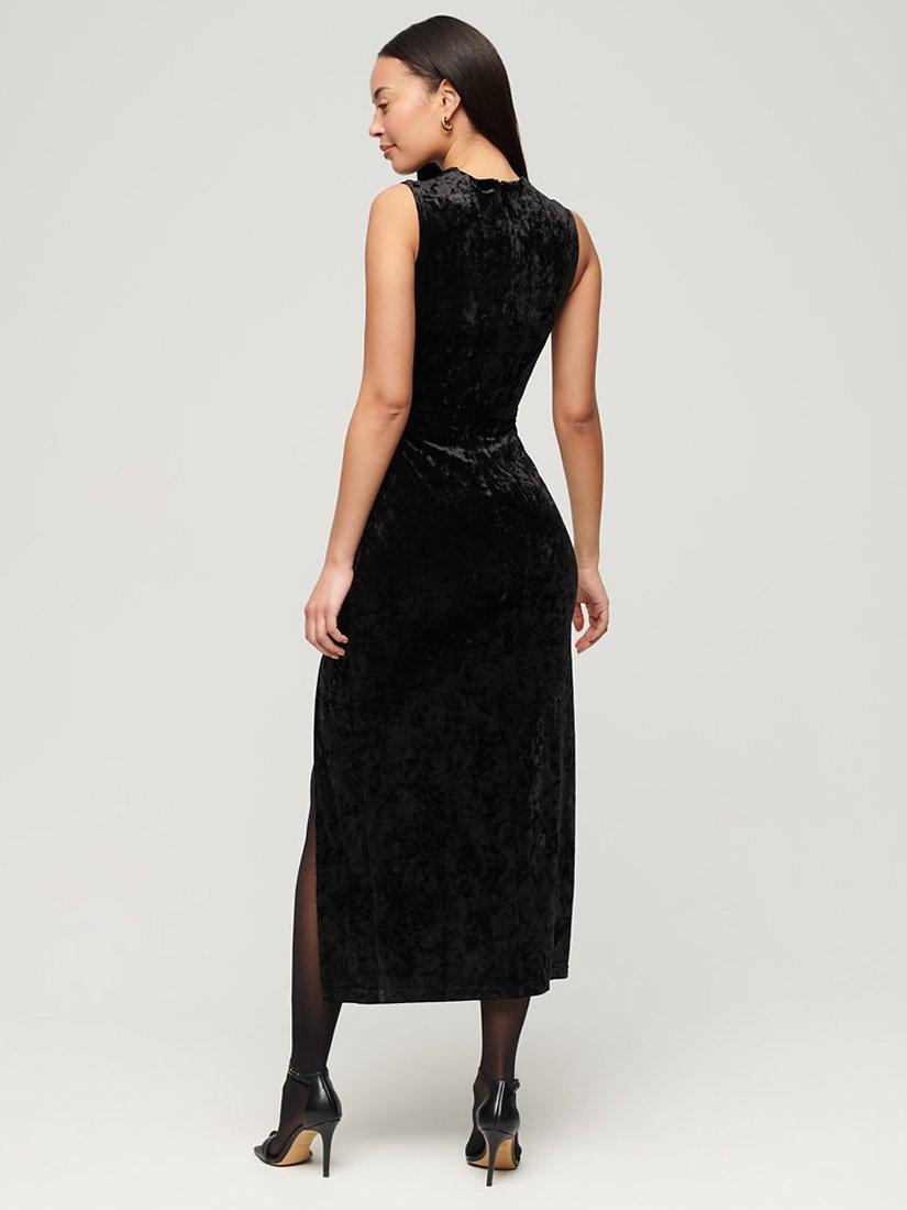 Product image 2 of 4, which shows Superdry Velvet Maxi Dress, Black, 6