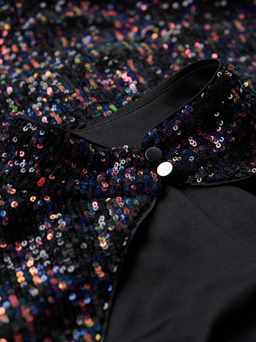 Product image 5 of 6, which shows Superdry Backless Sequin Midi Dress, Midnight, 8