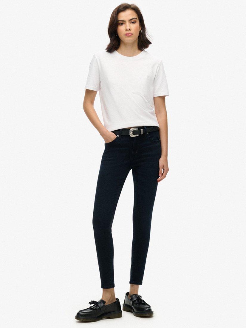 Product image 1 of 6, which shows Superdry Organic Cotton Vintage Mid Rise Skinny Jeans, Viper Blue Black, W26/L30
