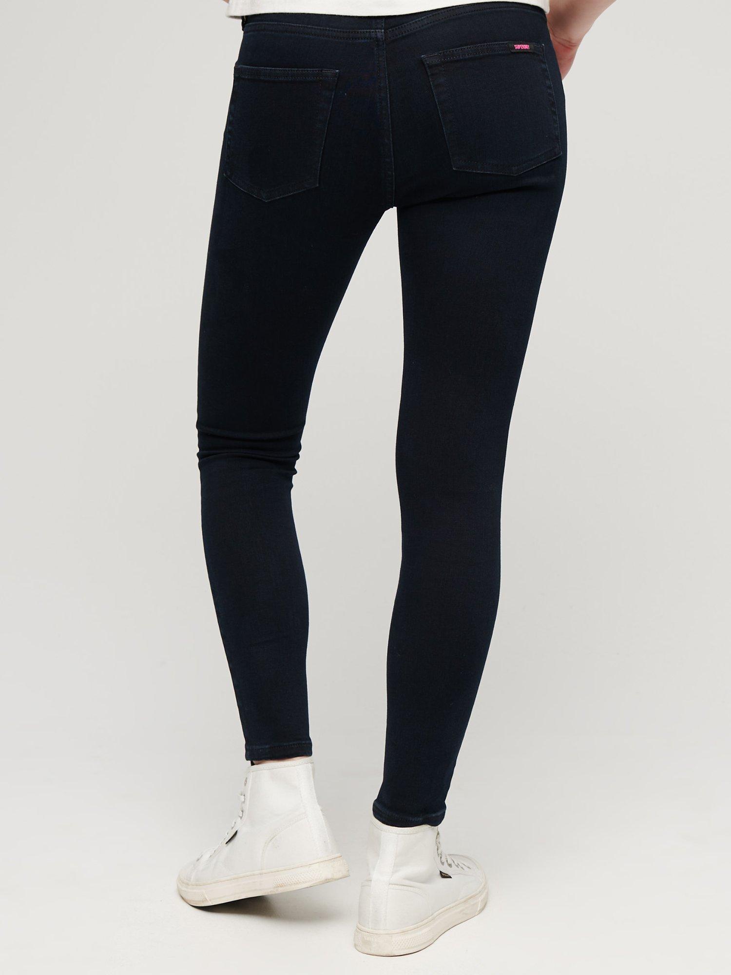 Product image 4 of 6, which shows Superdry Organic Cotton Vintage Mid Rise Skinny Jeans, Viper Blue Black, W26/L30