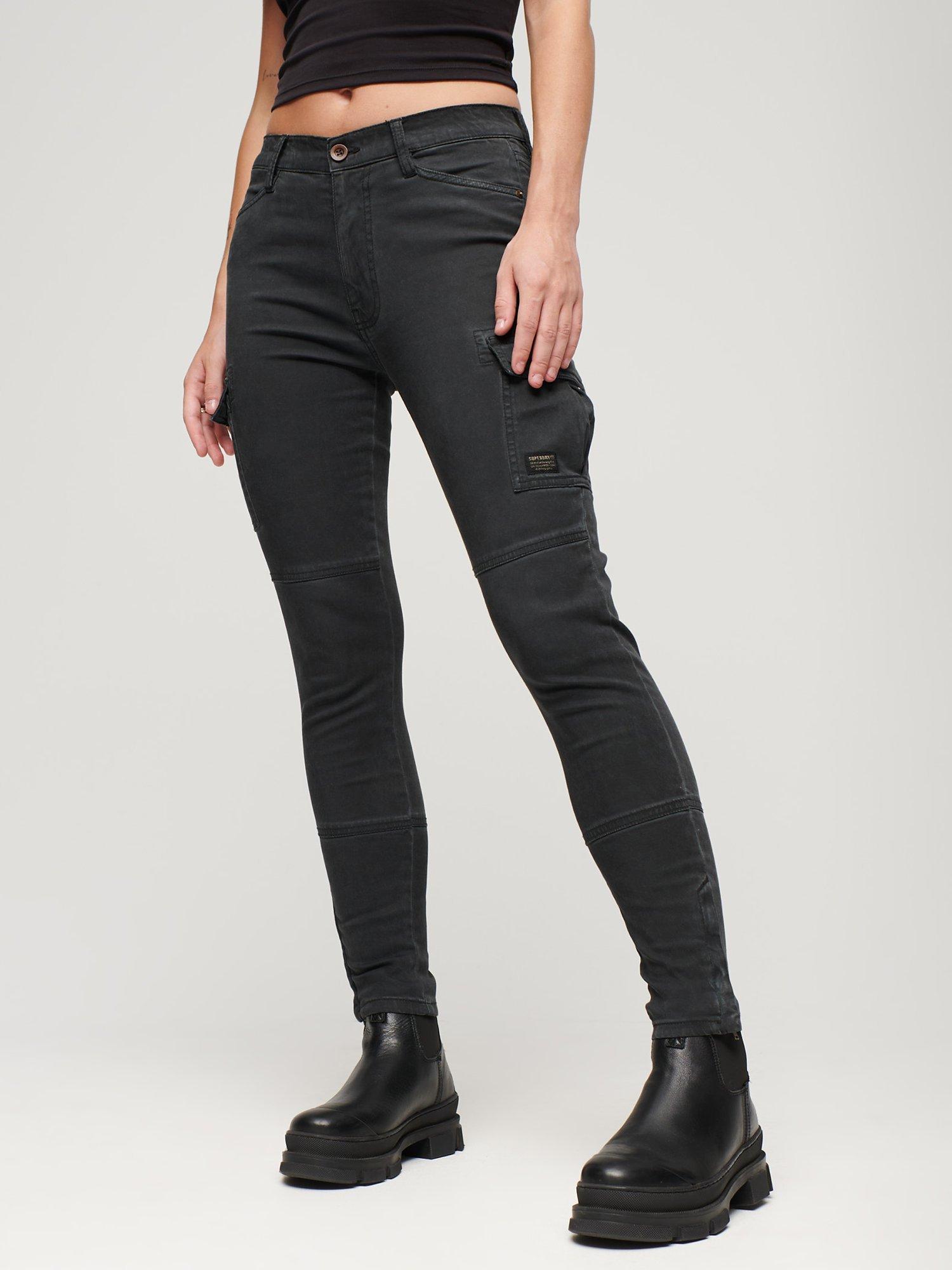 Superdry Skinny Fit Cargo Pants, Washed Black