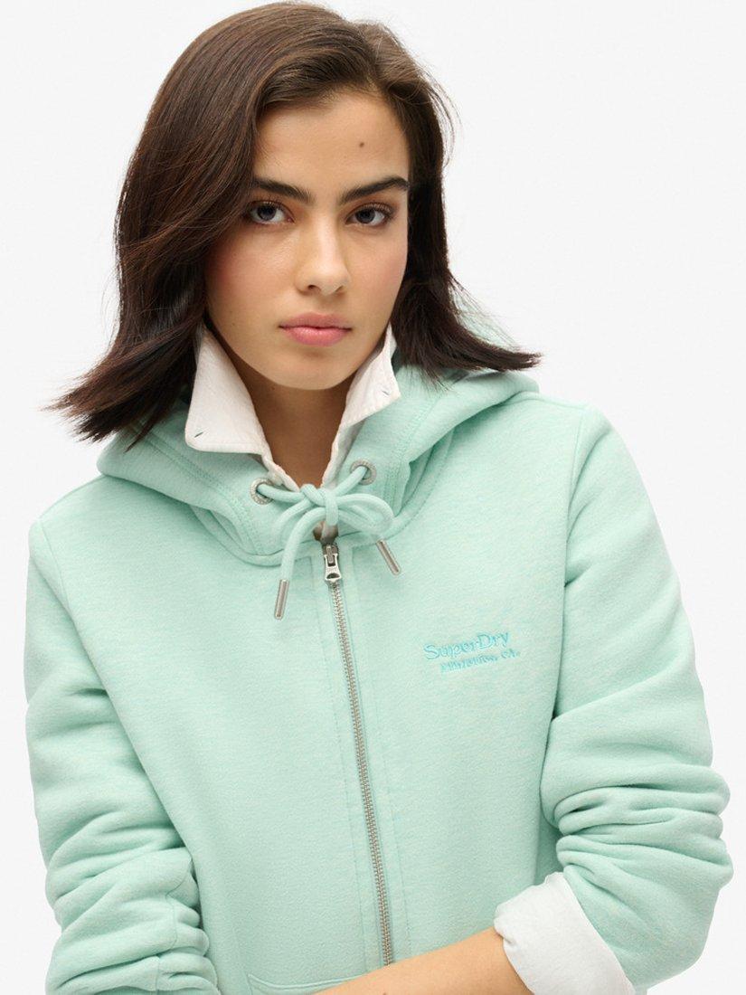 Product image 4 of 6, which shows Superdry Essential Logo Zip Hoodie, Minted Green Marl, 6