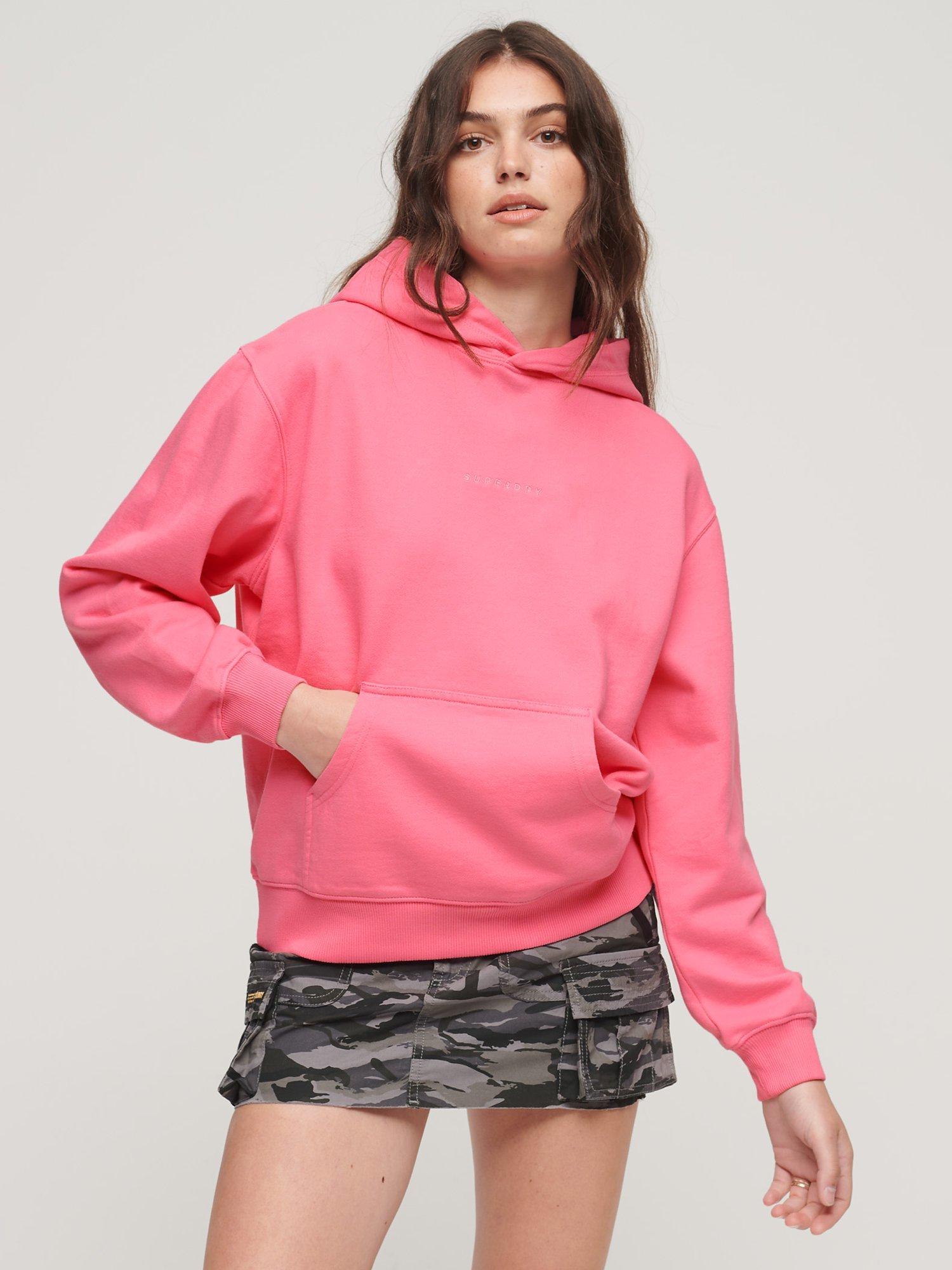Superdry Micro Logo Embroidered Boxy Hoodie, Marne Pink