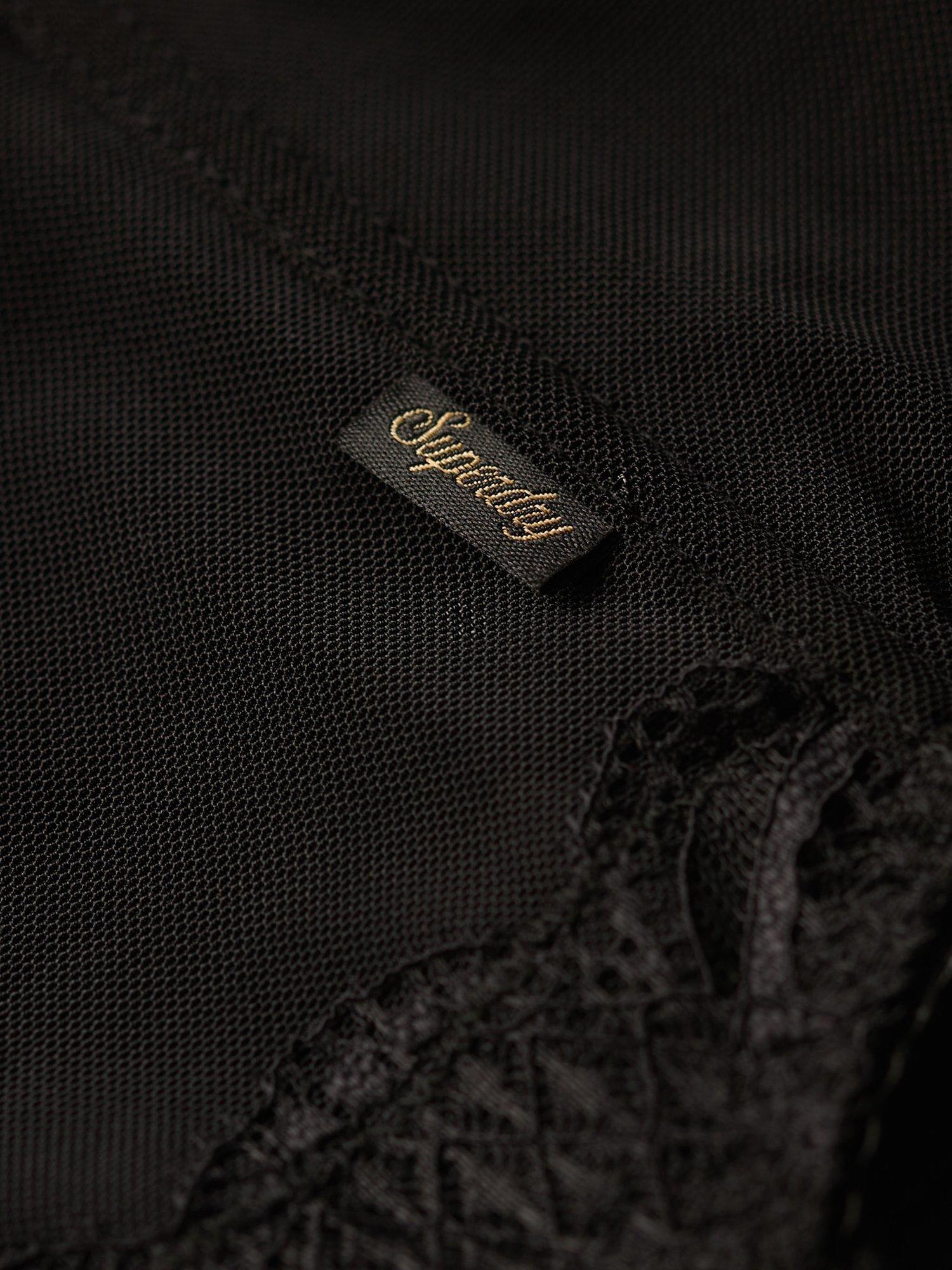 Product image 5 of 5, which shows Superdry Lace Satin Midi Corset Top, Black, 12