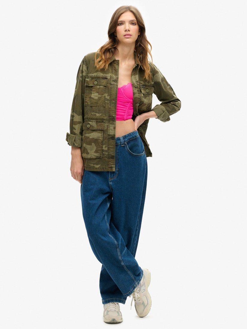 Product image 2 of 5, which shows Superdry Ruched Mesh Crop Corset Top, Pink Glow, 6