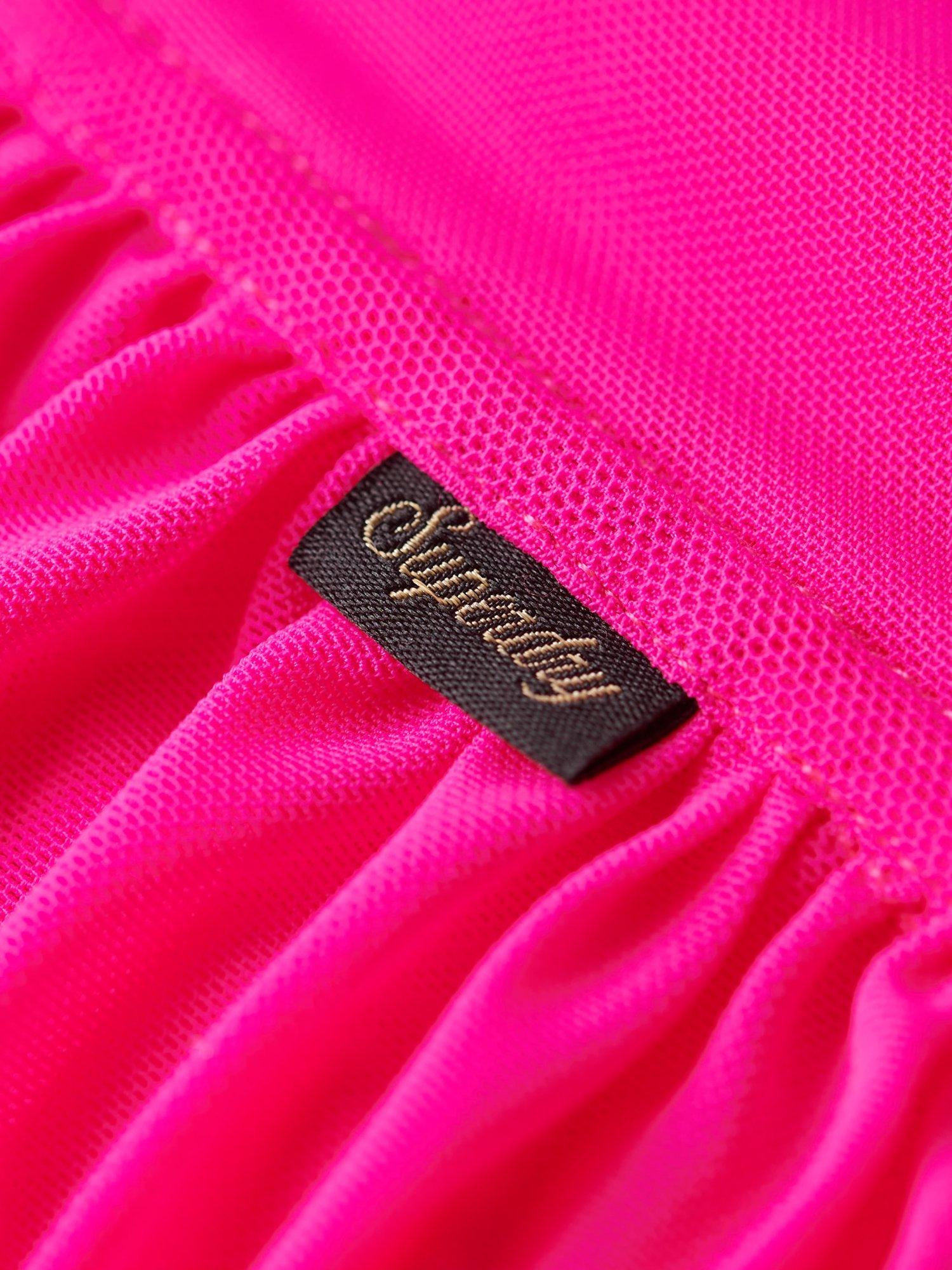 Product image 5 of 5, which shows Superdry Ruched Mesh Crop Corset Top, Pink Glow, 6