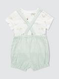 John Lewis Baby Seersucker Stripe Short Dungaree, T-Shirt and Lamb Soft Toy Set