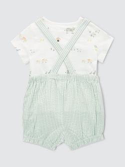 John Lewis Baby Seersucker Stripe Short Dungaree, T-Shirt and Lamb Soft Toy Set - view 2, 