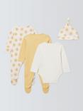 John Lewis ANYDAY Baby Sunflower Sleepsuit, Bodysuit and Hat Set, Yellow